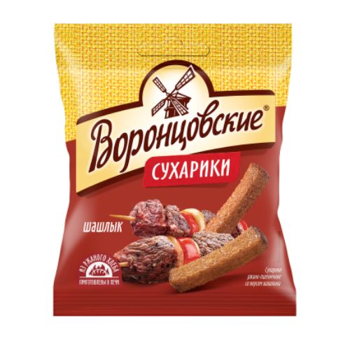 Сухарики "ВОРОНЦОВСКИЕ" со вкусом шашлыка 40гр*28