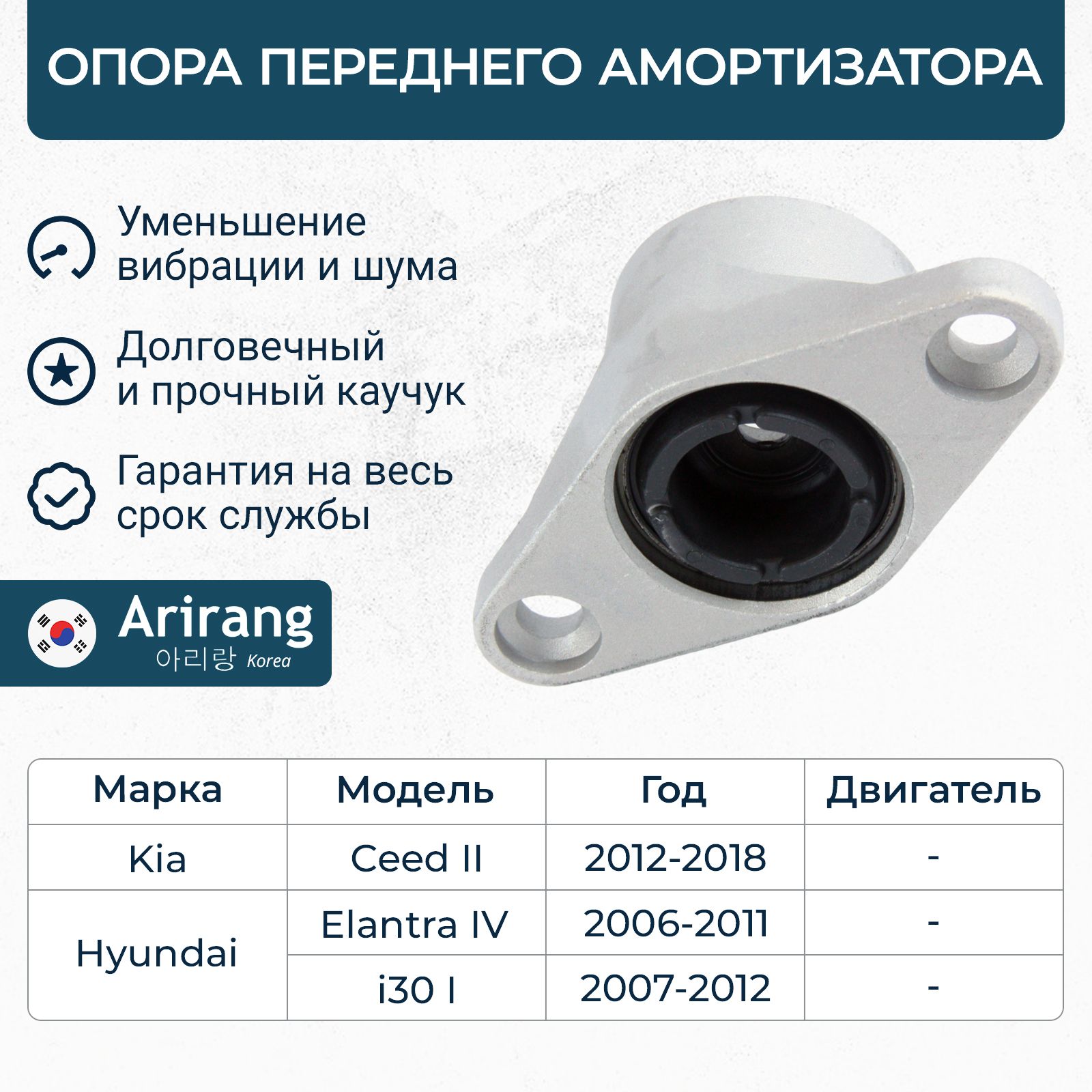 Опора переднего амортизатора Hyundai Elantra 4, I30 1, Kia Ceed 2, Хендай Элантра, Киа Сид / OEM 553302L000