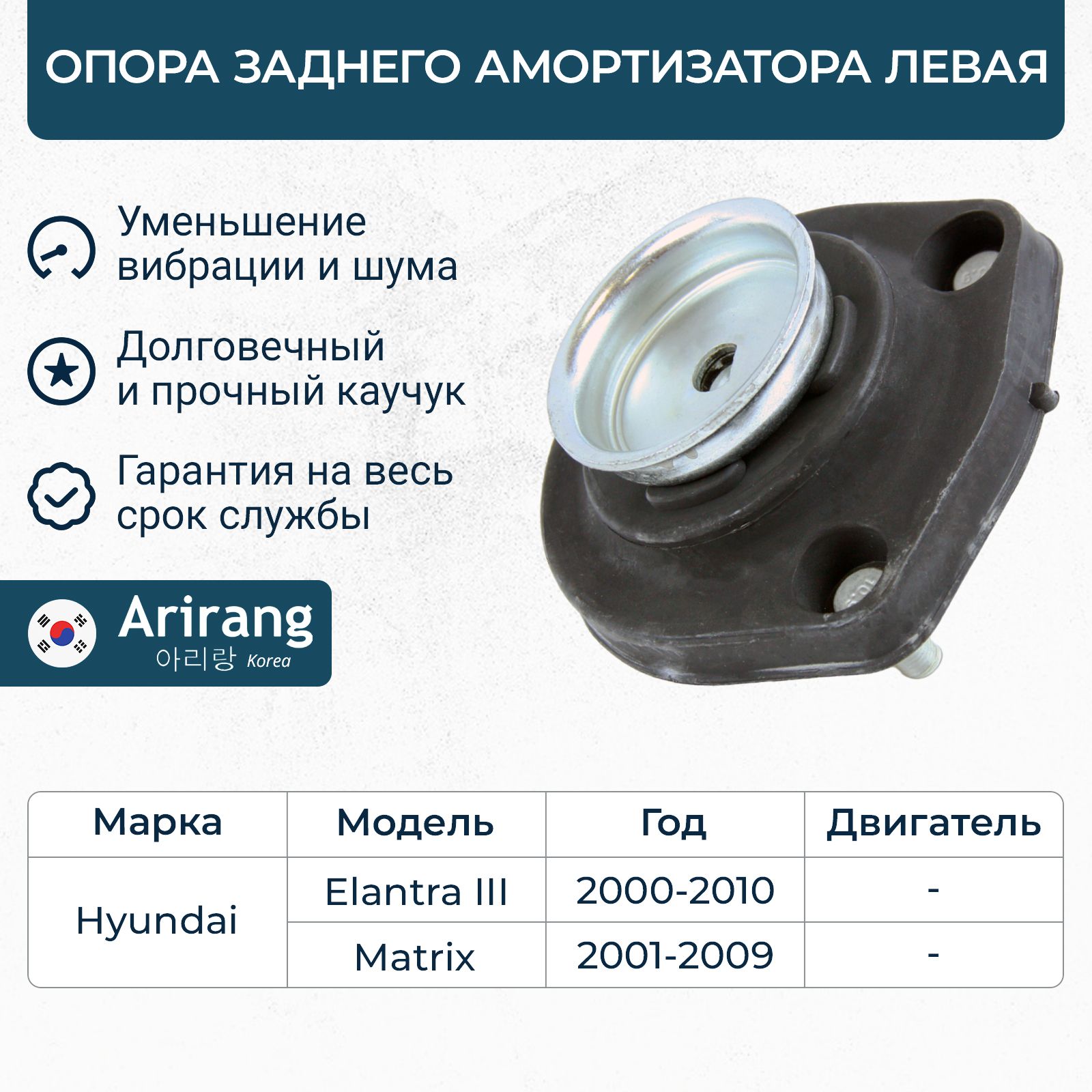 Опора заднего амортизатора левая Hyundai Elantra 3, Matrix, Хендай Элантра Матрикс / OEM 553102D000