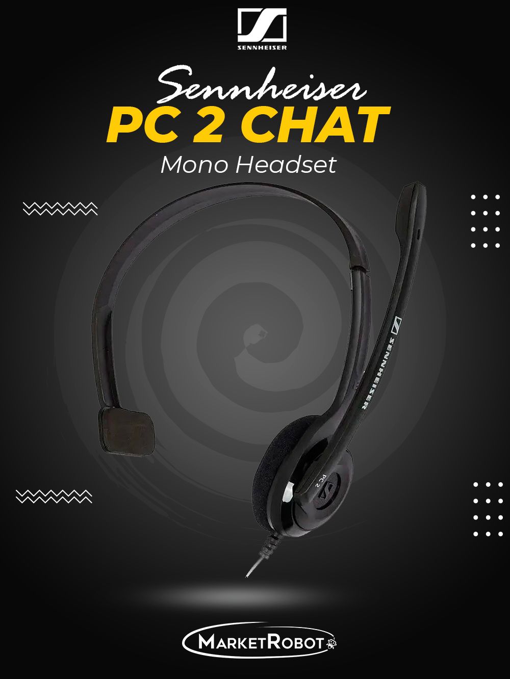 ГарнитураSennheiserPC2CHAT,дляконтактныхцентров,накладные,проводные,моно,черный504194