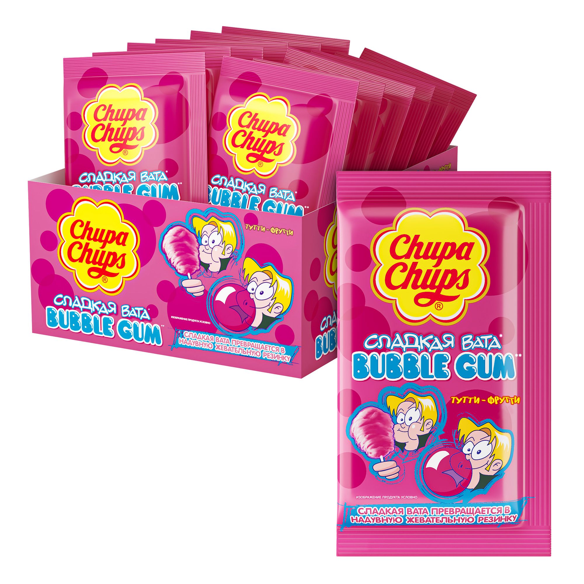 Жевательная резинка Chupa Chups Bubble со вкусом Тутти Фрутти, 12 шт х 11 г