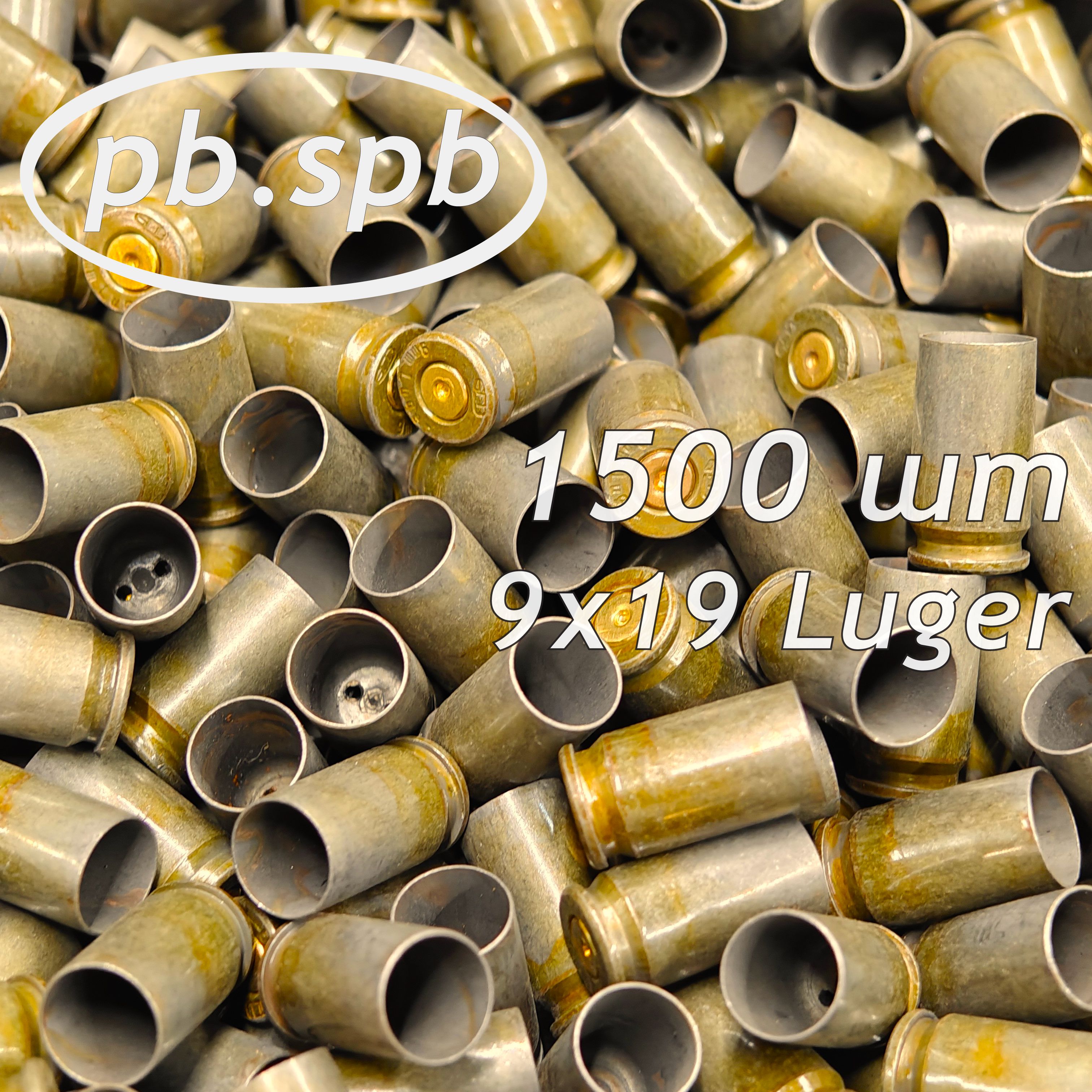 Оружейная гильза, 9x19 Luger, стальная, покрытие лак (зелёная): 1500шт