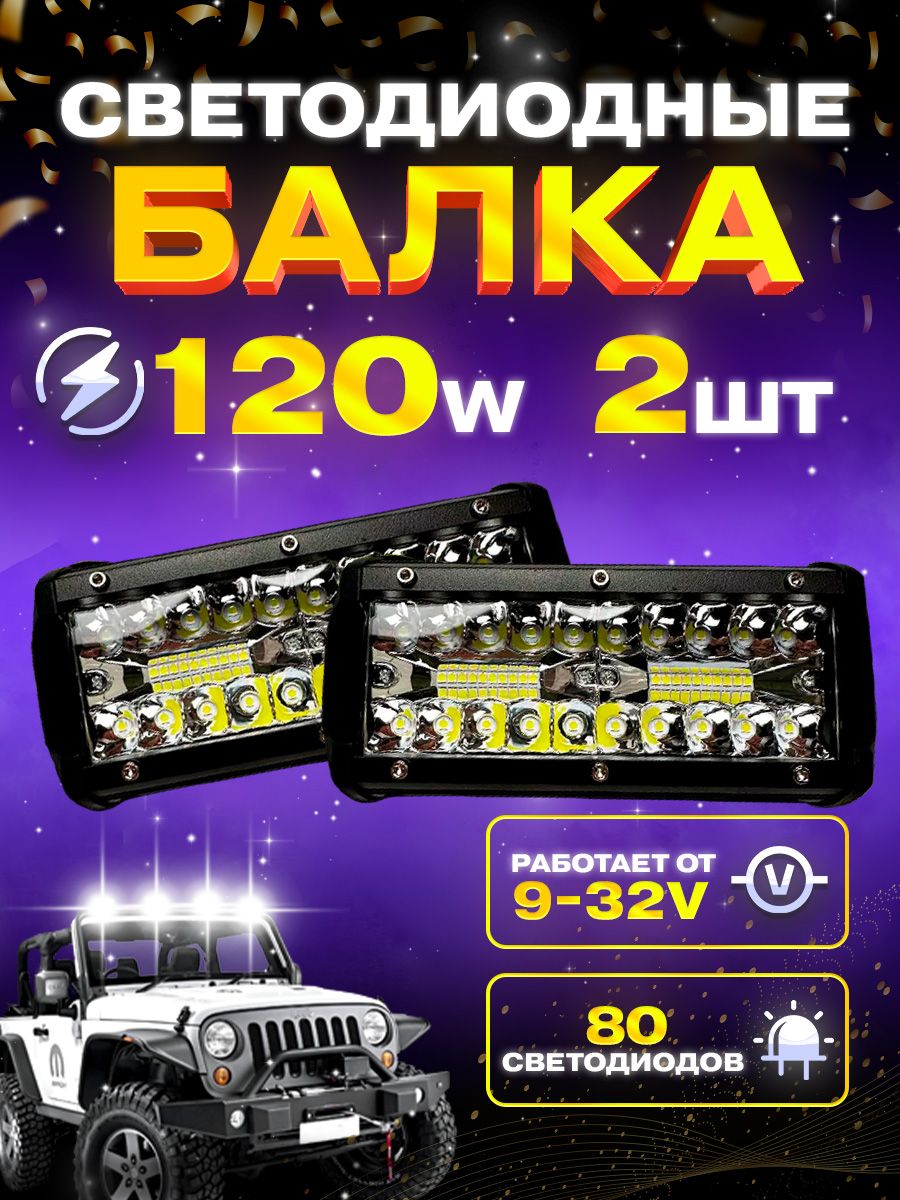 Балка фара светодиодная 120w. 16,8см. 9v-32v. Комбинированный свет