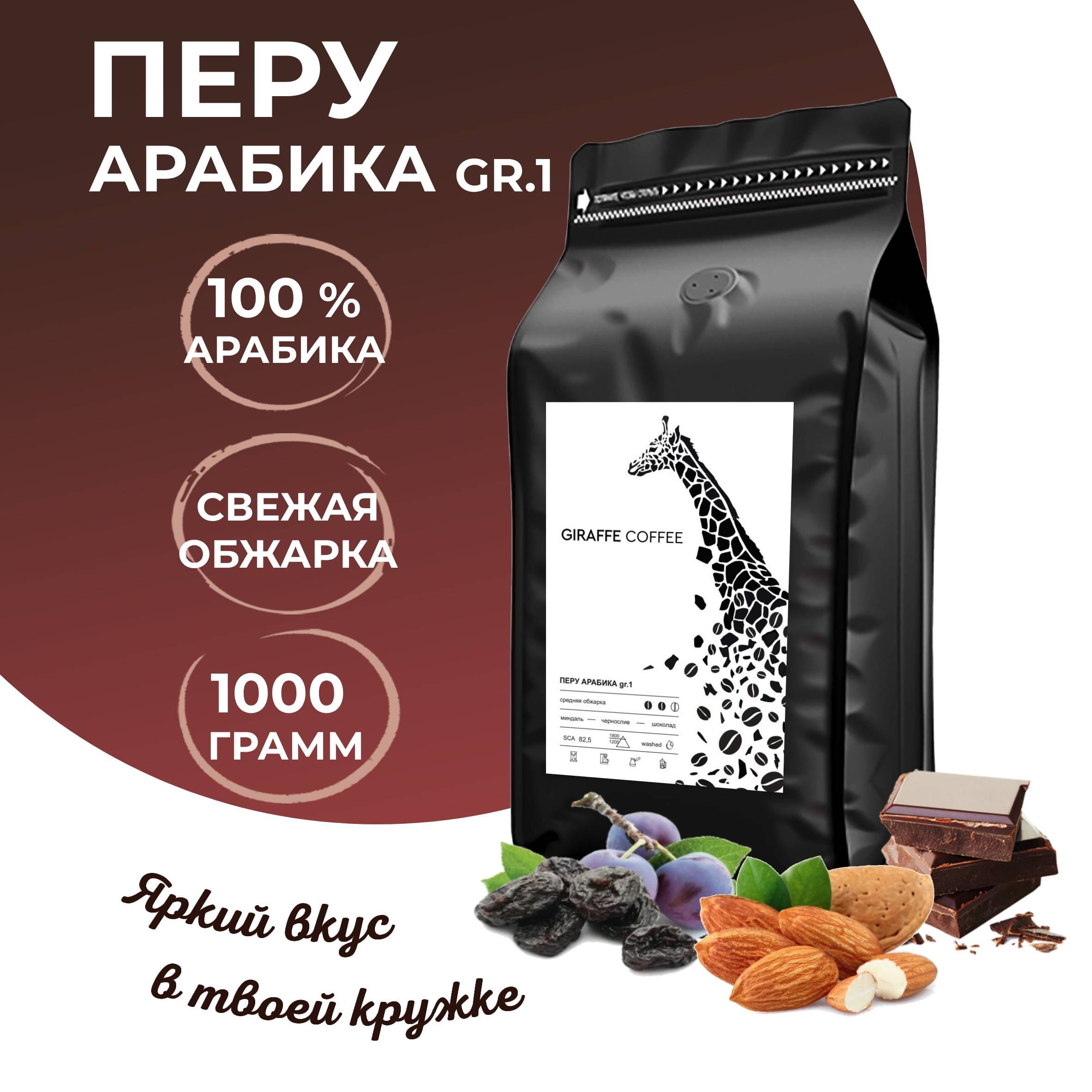 Кофевзернах1кгАрабика100%Перугр.1