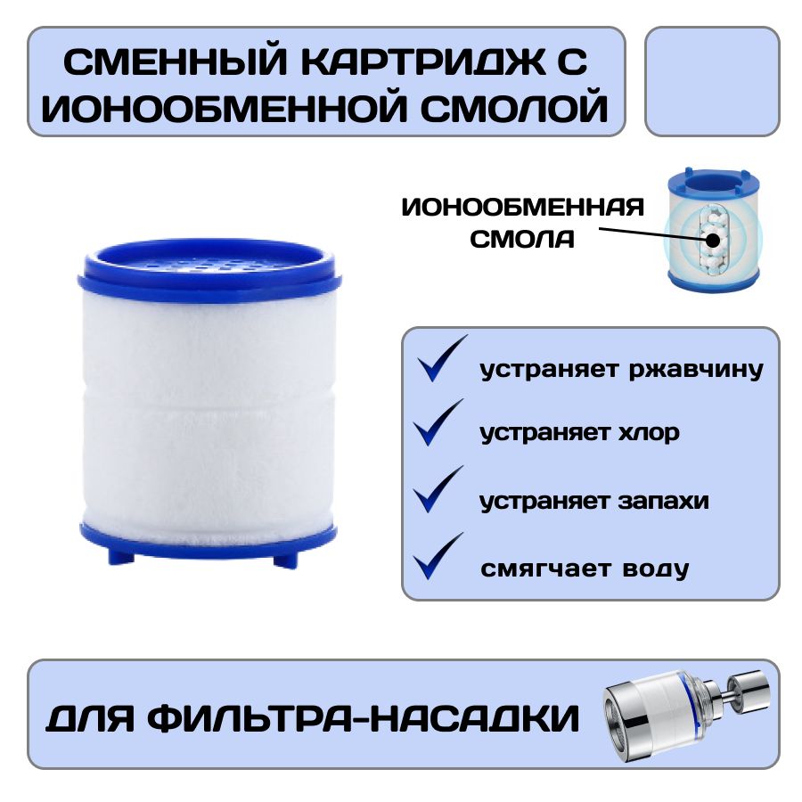 Картридж 10 шт., для фильтра-насадки, умягчает и очищает воду от ржавчины, вредных примесей и хлора