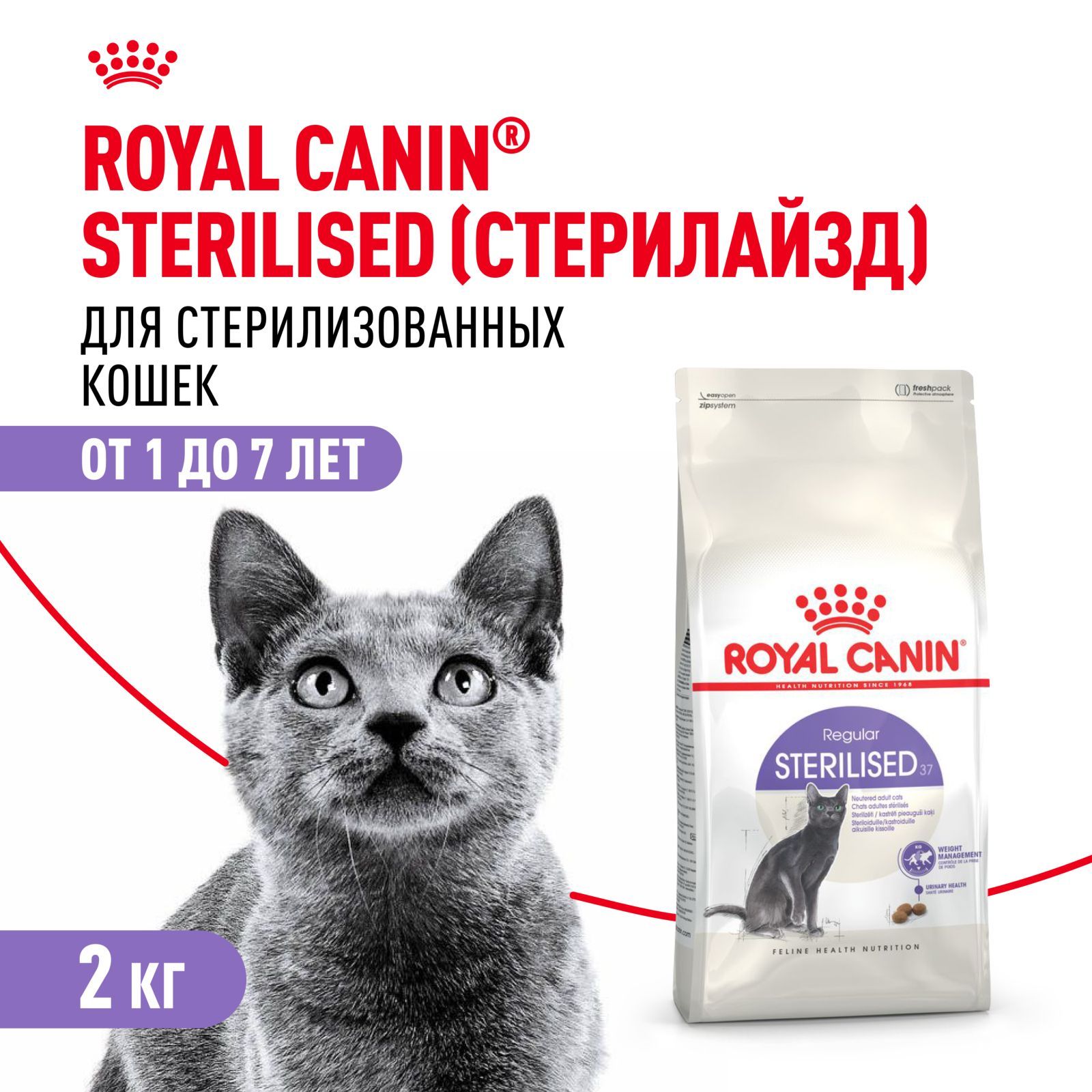 СухойкормдлястерилизованныхкошекRoyalCaninSterilised37сптицей,2кг