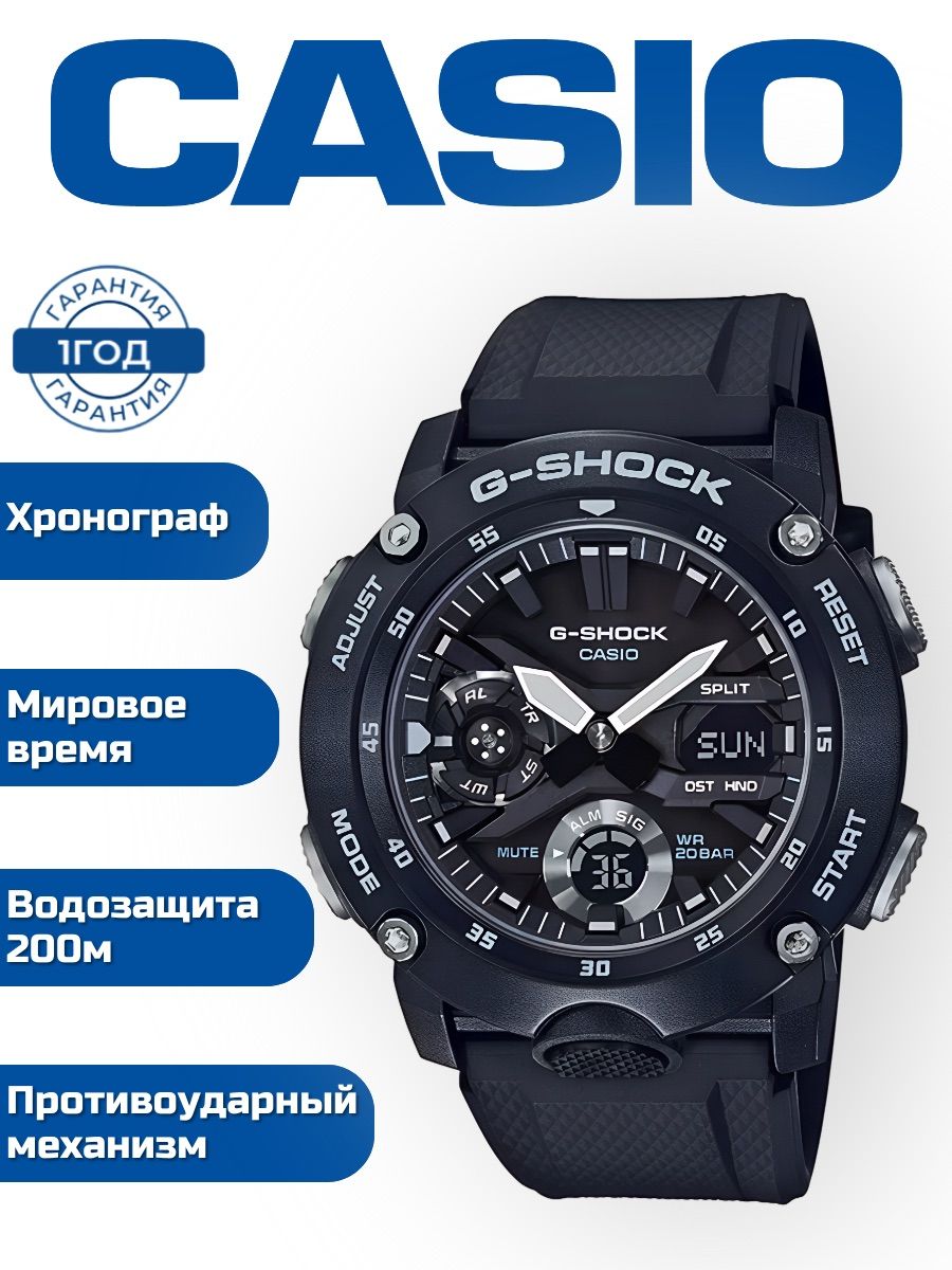 Наручные часы CASIO G-shock GA-2000S-1A купить на OZON по низкой цене (206708705)