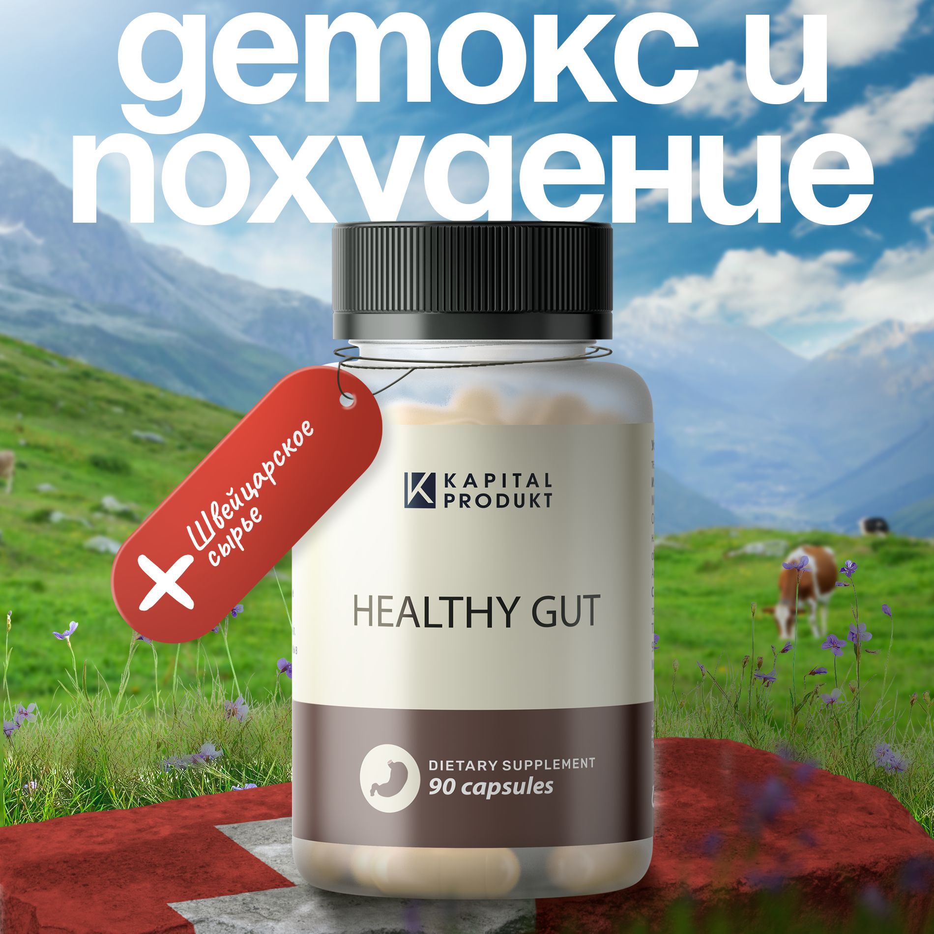 Healthy Gut / Капсулы для похудения, жиросжигатель, детокс, блокатор аппетита, очищение желудка, для желудочно-кишечного тракта, таблетки для похудения женщинам / 90 капсул 500 mg