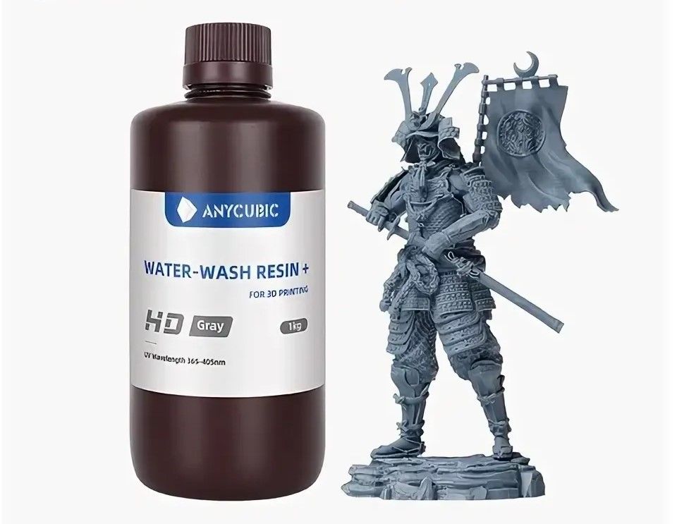 ФотополимернаясмолаAnycubic1лWater-WashResin+HDСерая/Gray