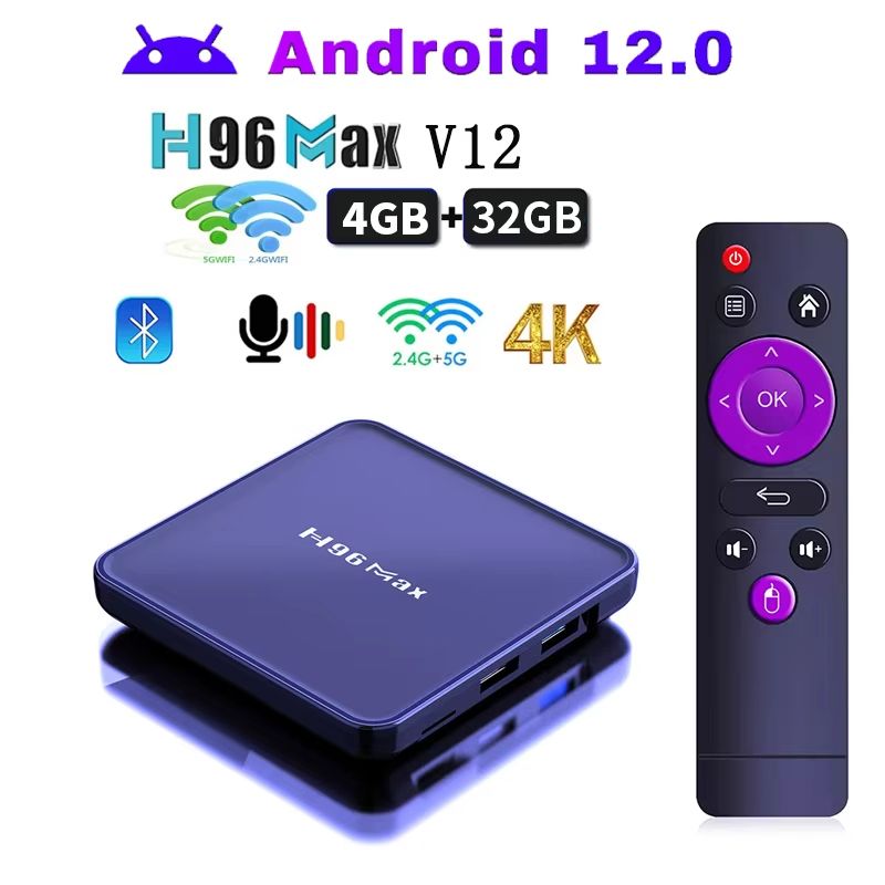 H96 MAXV12,RK3318 четырехъядерный двухъядерный WiFi Bluetooth 4.0 DDR3 Android 12.0,сетевая приставка для телевизора 4k HD