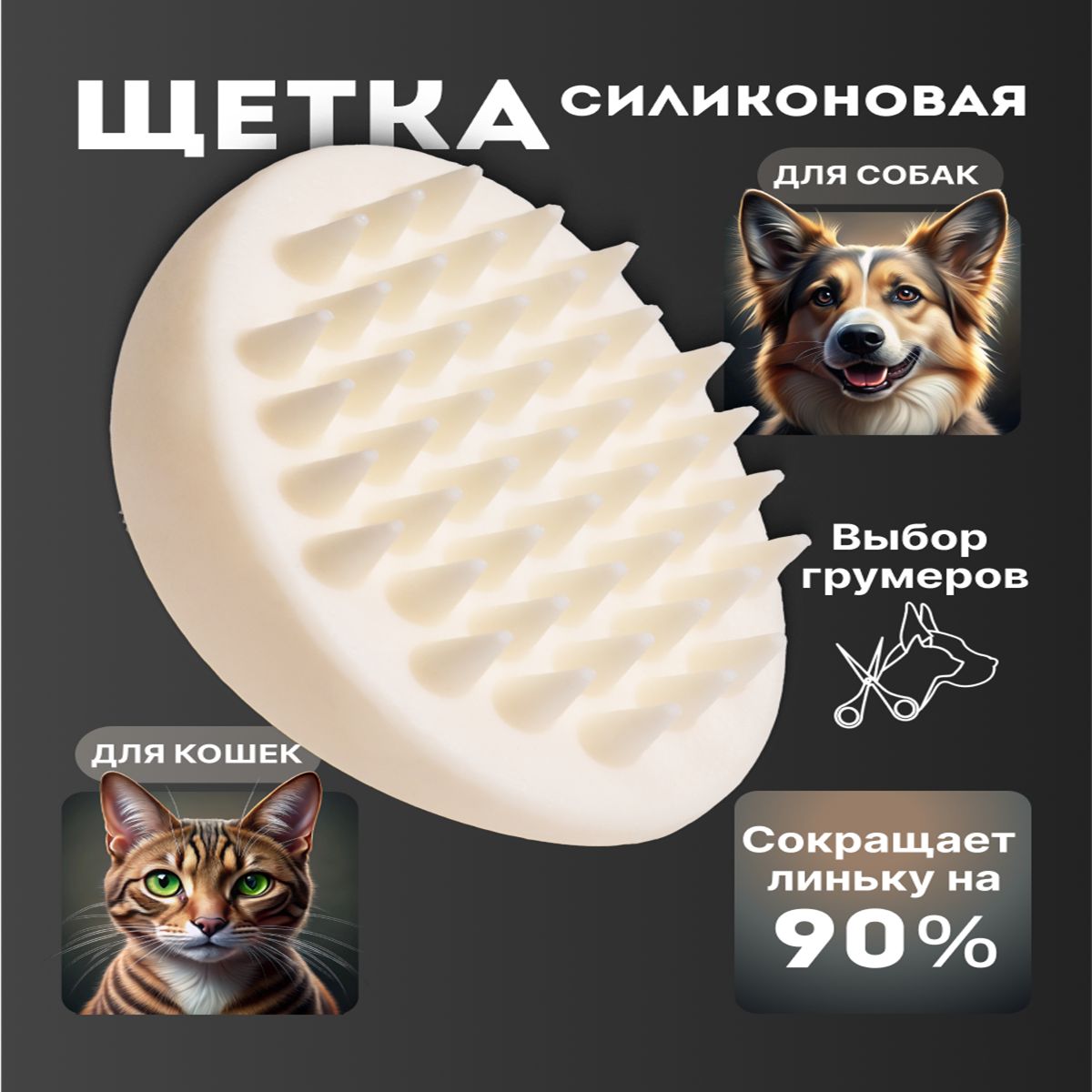 Расческа для кошек и собак, Щетка силиконовая для животных купить на OZON по низкой цене (1682556370)