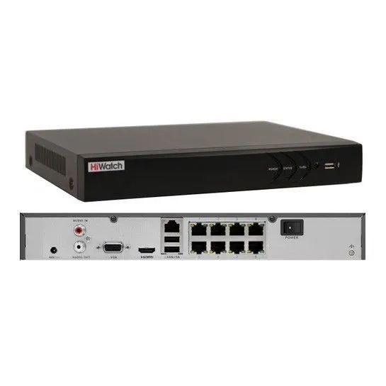 IP Видеорегистратор сетевой NVR HiWatch DS-N308P(D) 8 POE портов сетевой 8-ми канальный 8МП 4096x2160 30к/с на канал H.265+