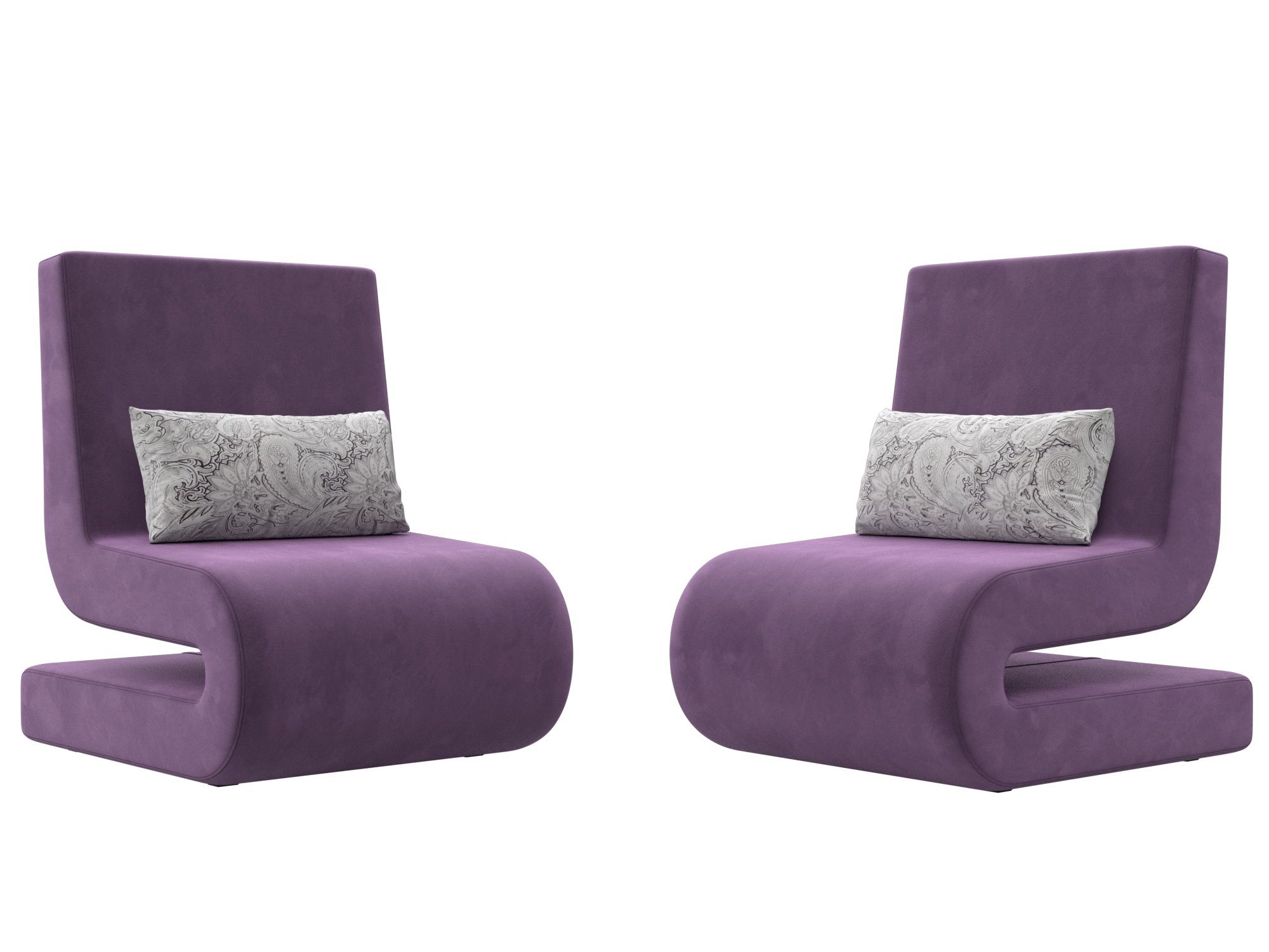 Кресло Волна (2 шт.), микровельвет, механизм нераскладной, Сиреневый, 65x77x78см. Хит Диванов