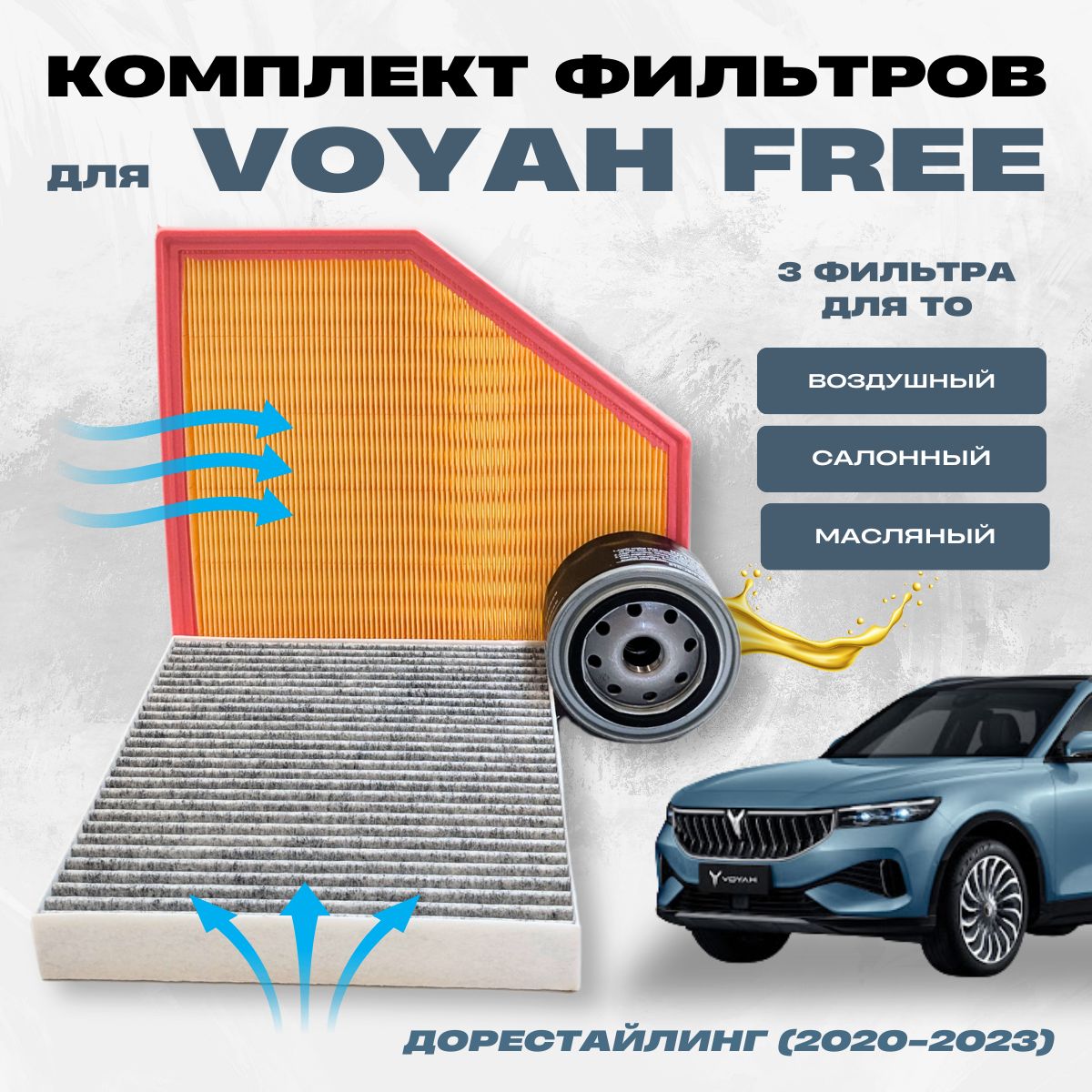 Комплект фильтров для ТО салонный, воздушный, масляный для ТО VOYAH FREE дорестайлинг 2020-2023