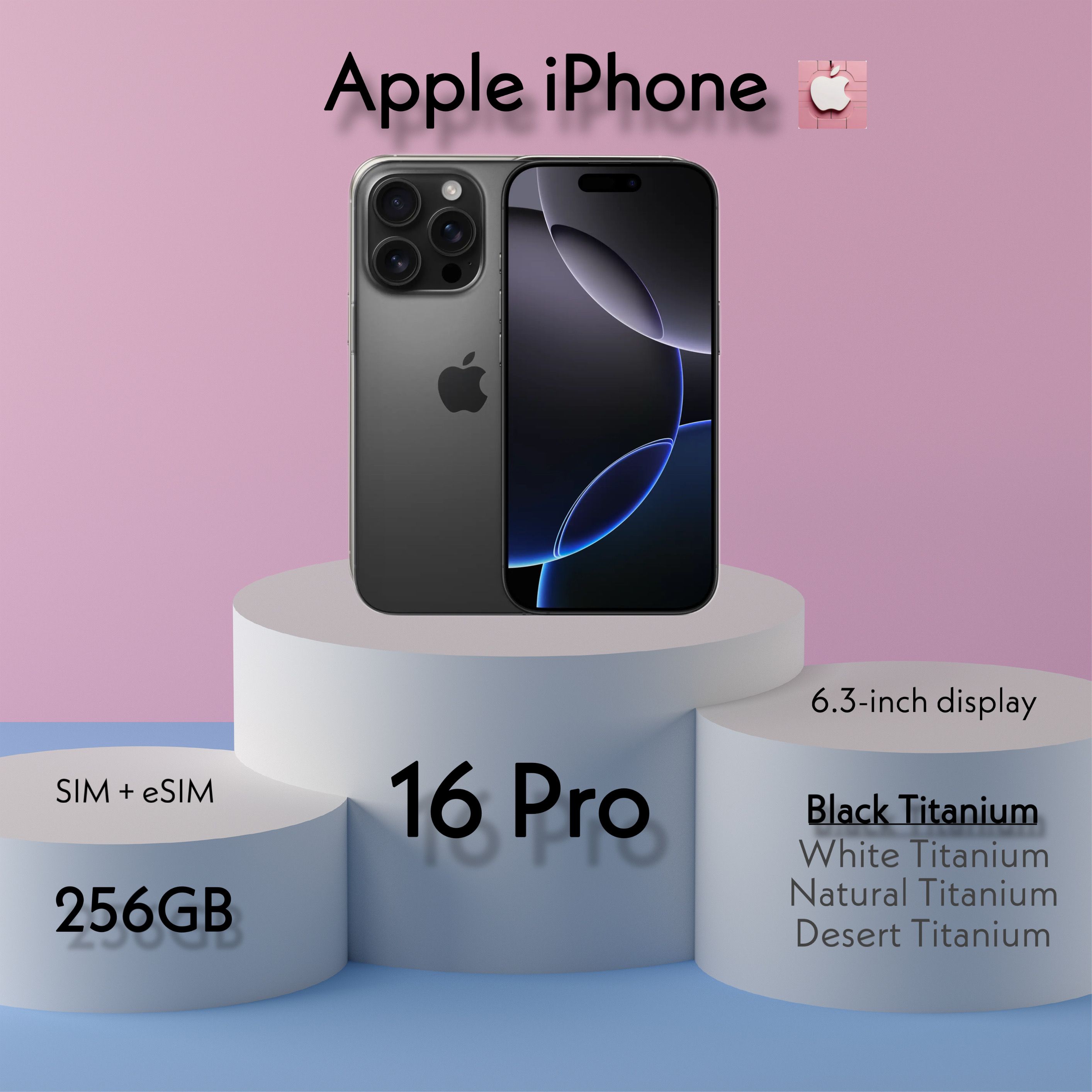 AppleСмартфонiPhone16Pro8/256ГБ,черный