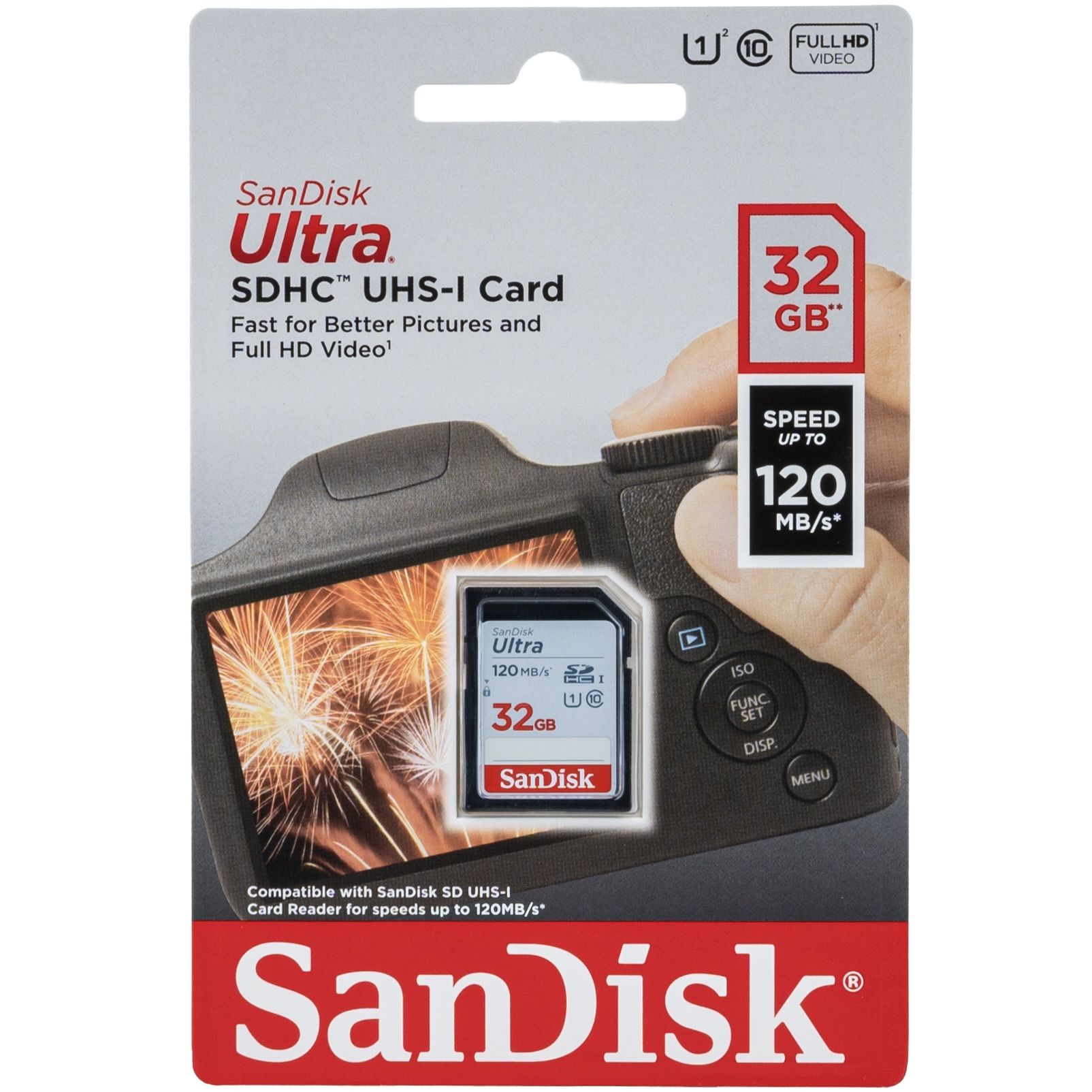 Карта памяти SanDisk SDHC 32 ГБ Ultra Class 10 UHS-I, 120 Мб/с