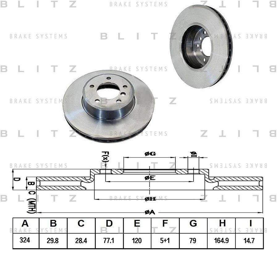 Диск тормозной передний BMW E60/E61 520-530/525&530D 03>