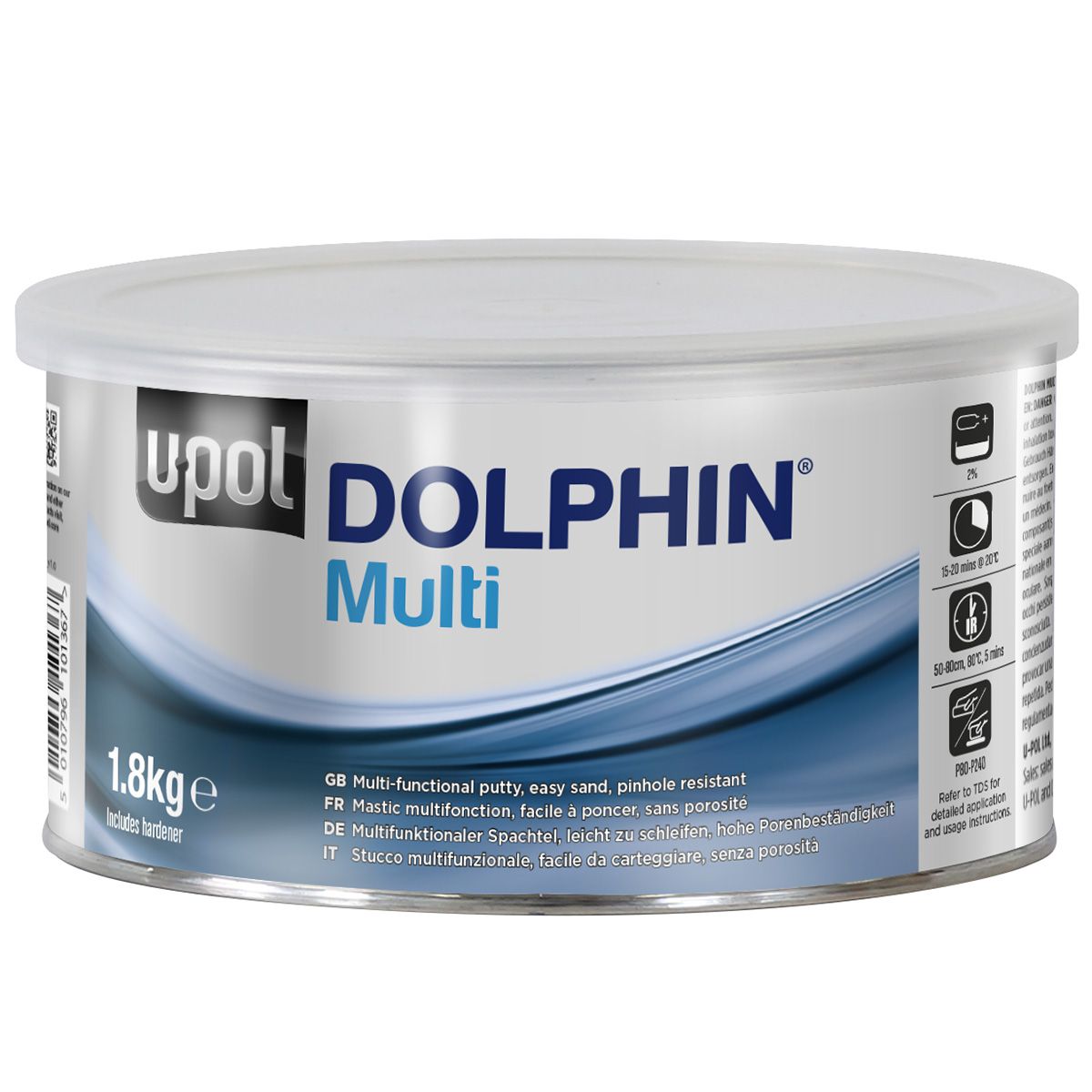 Шпатлевка многофункциональная U-POL DOLPHIN MULTI, синяя/серая, банка, 1.8кг