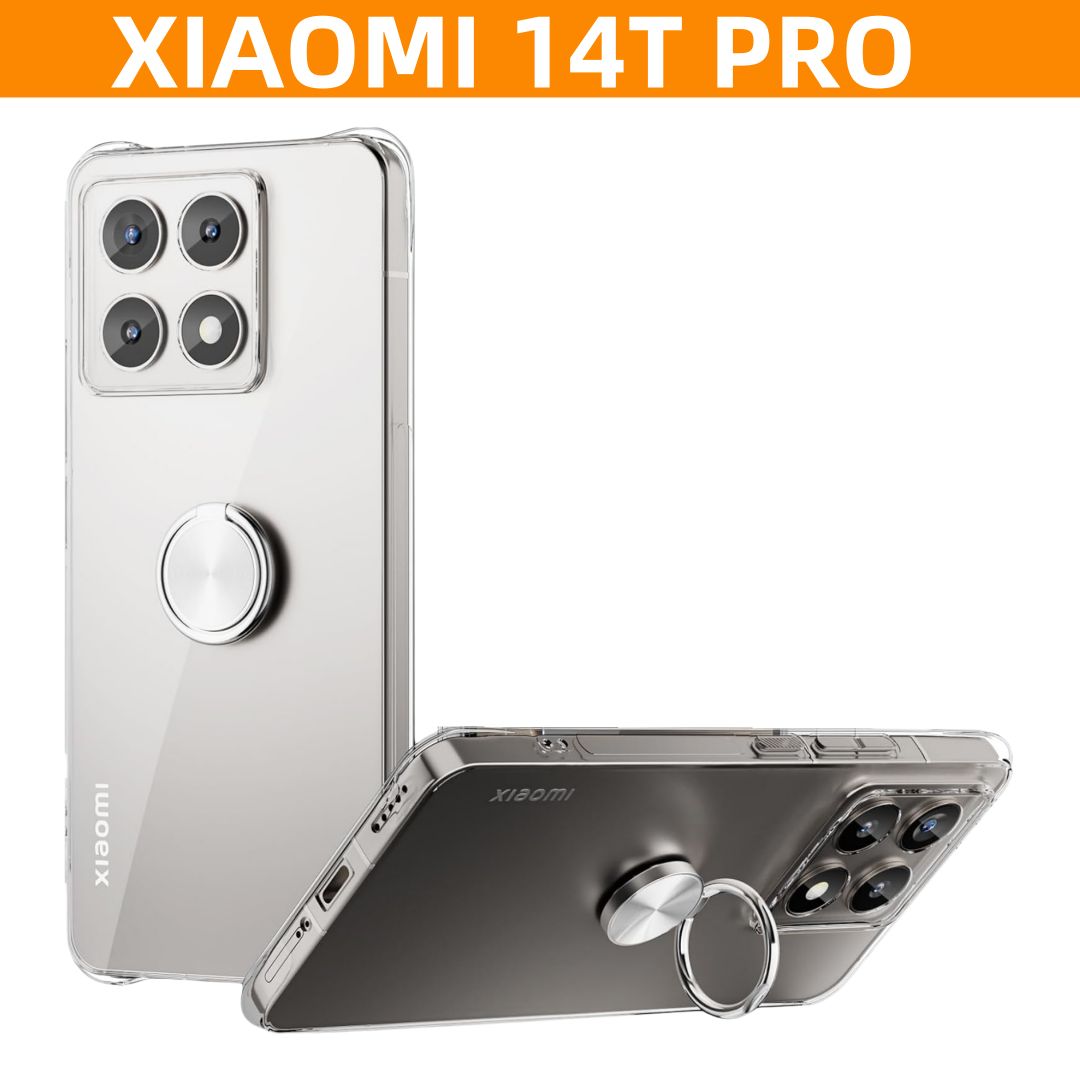 СиликоновыйПротивоударныйчехолдляXIAOMI14TPro(Ксяоми14Tпро)сусиленнымиуглами,Защитныйпрозрачныйсиликоновыйчехол,чехолскольцомимагнитомдляавто-держателя