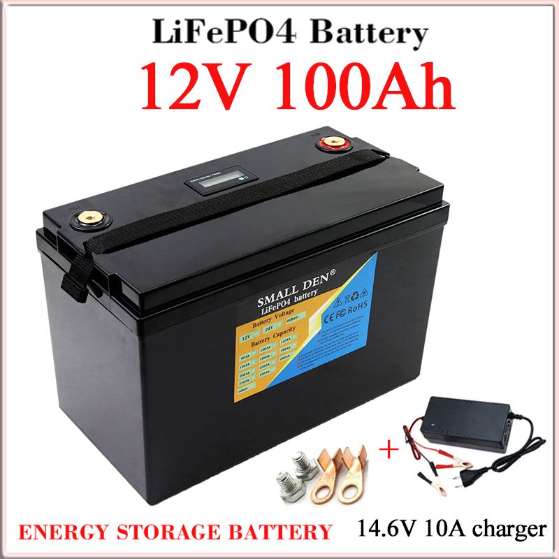 12V100AhLifepo4(Фосфатжелезалития)Аккумулятор,светодиодныйдисплей,ВстроенныйBMS,для12.8Vэлектрическихлодок,Домашняясолнечная,автомобильЗапуск