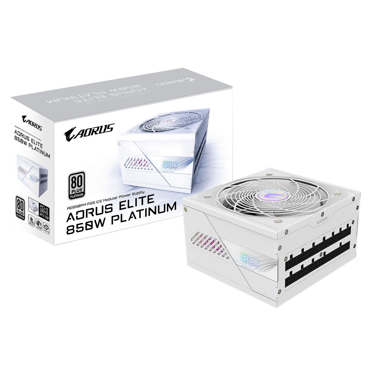 БлокпитанияПКGigabyteAE850PMPG5ICE850W,80Plus,Platinum,Полностьюмодульный,PCIeGen5.1,ATX3.0compatible.28200-AE85W-1EUR