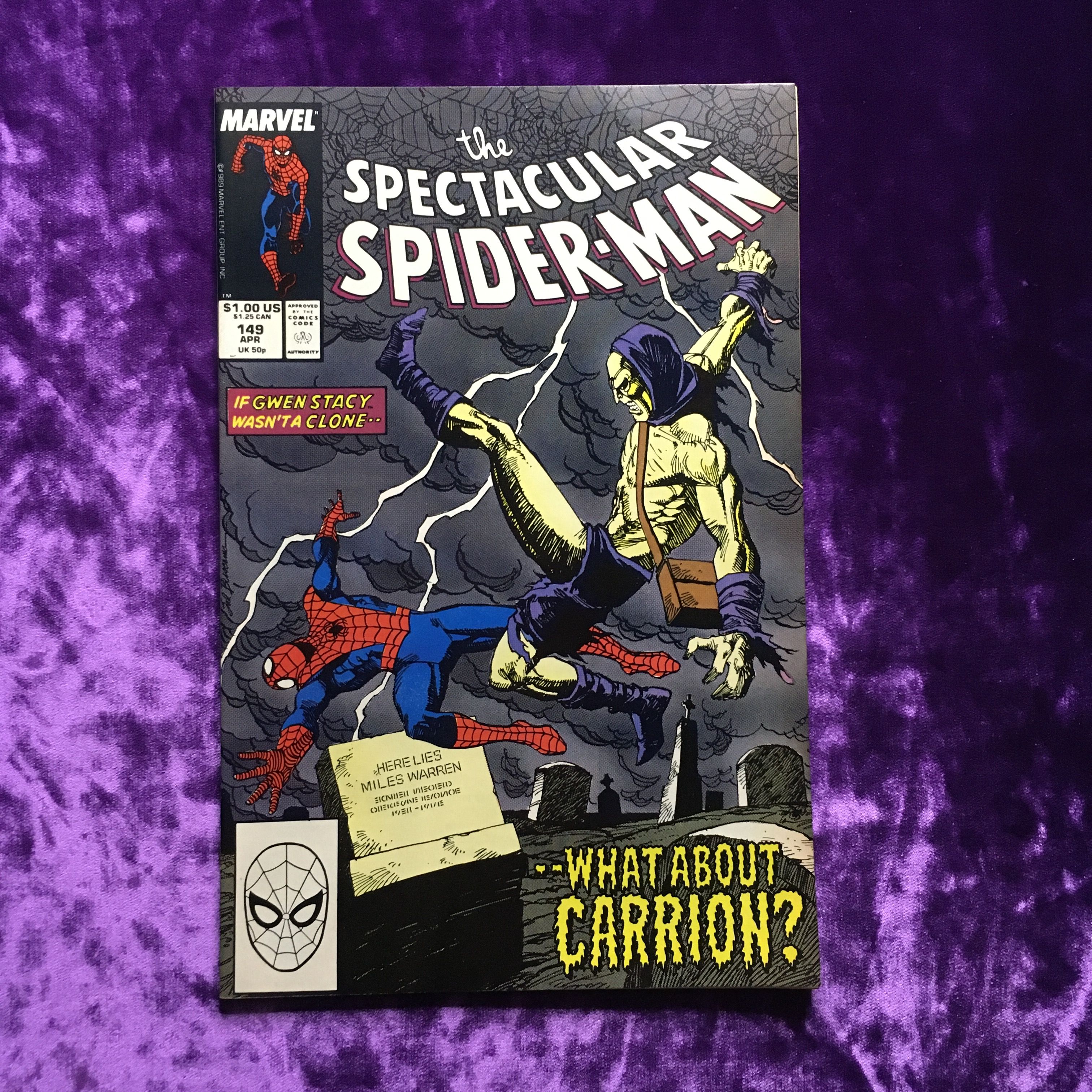 The spectacular Spider-man. What About Carrion?! Vol.1 No 149 APR 1989. Оригинальный комикс на английском языке