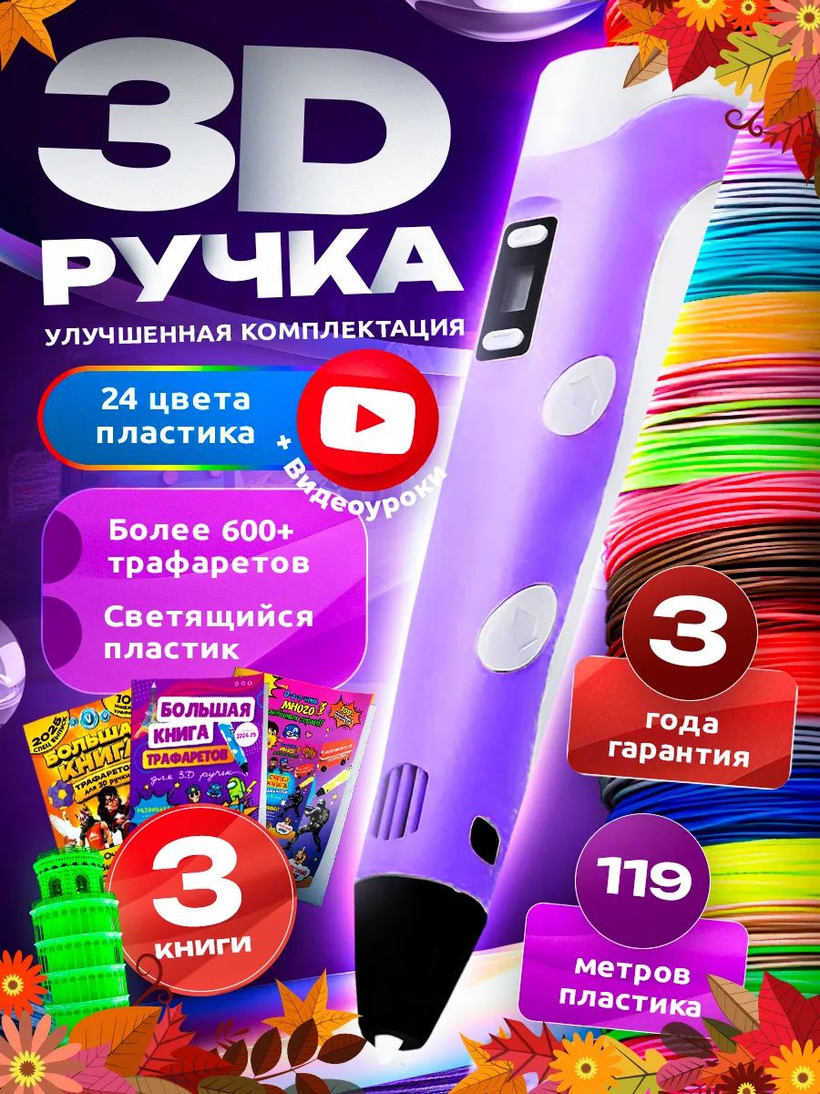 3D-ручка PLA, ABS Для детей, С трафаретами