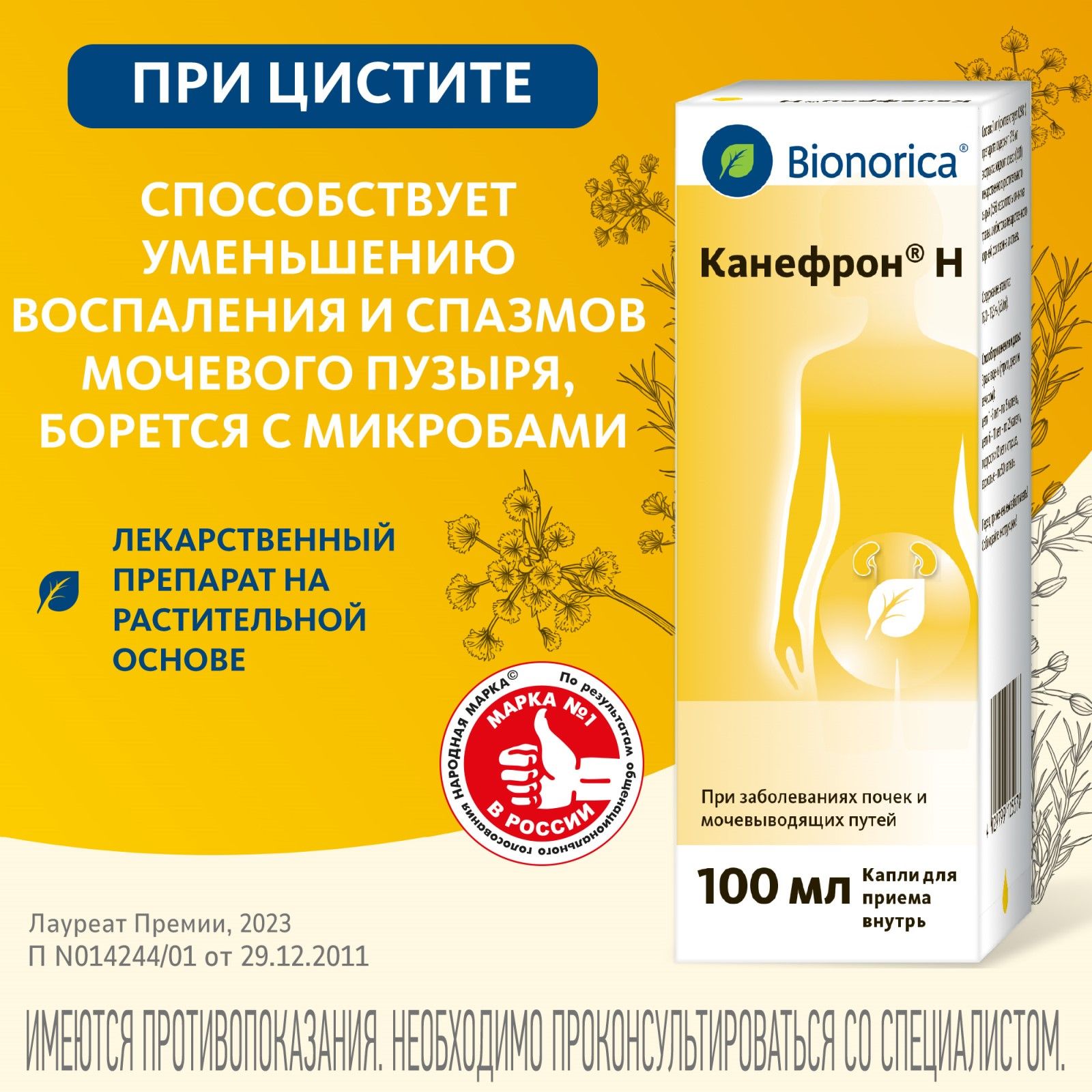 Канефрон Н, раствор для внутреннего применения 100 мл, 1 шт.