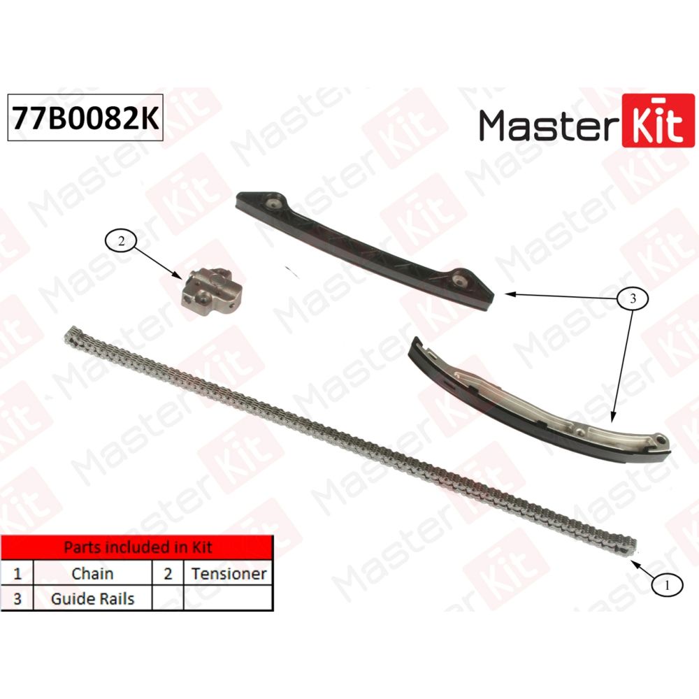 Комплект цепи ГРМ MAZDA 6 L3C1 02- MASTERKIT MASTERKIT 77B0082K