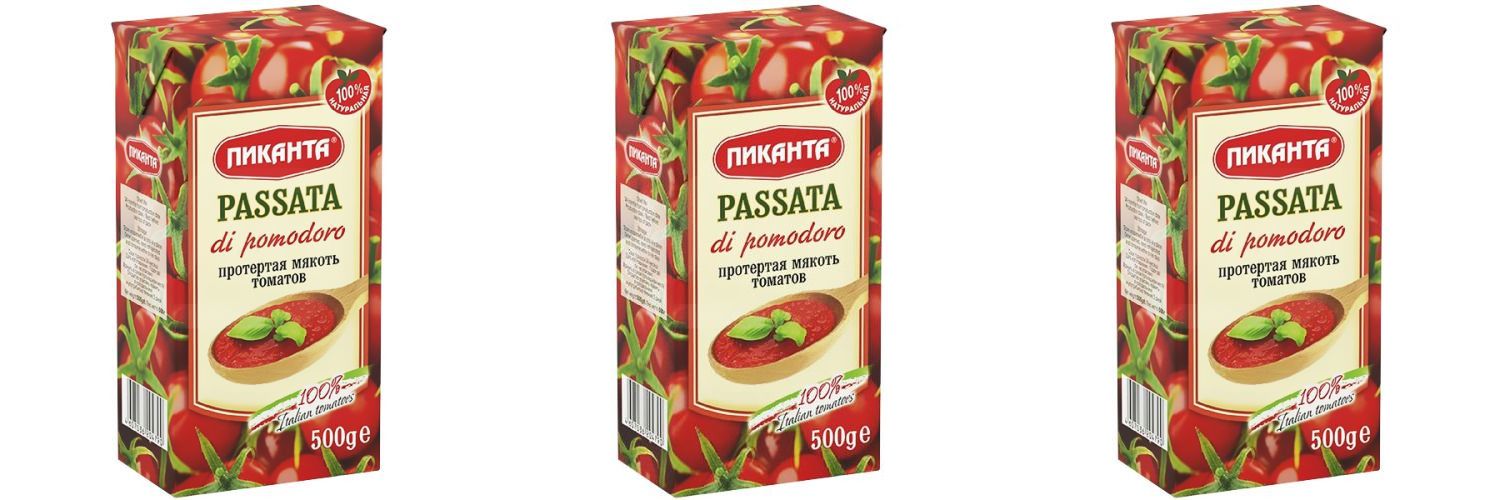 Пиканта Мякоть томатов протертая Passata, 500 г, 3 штуки