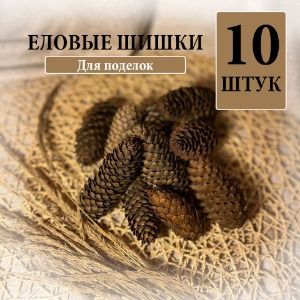 Шишки еловые для творчества, декора, 10 шт.