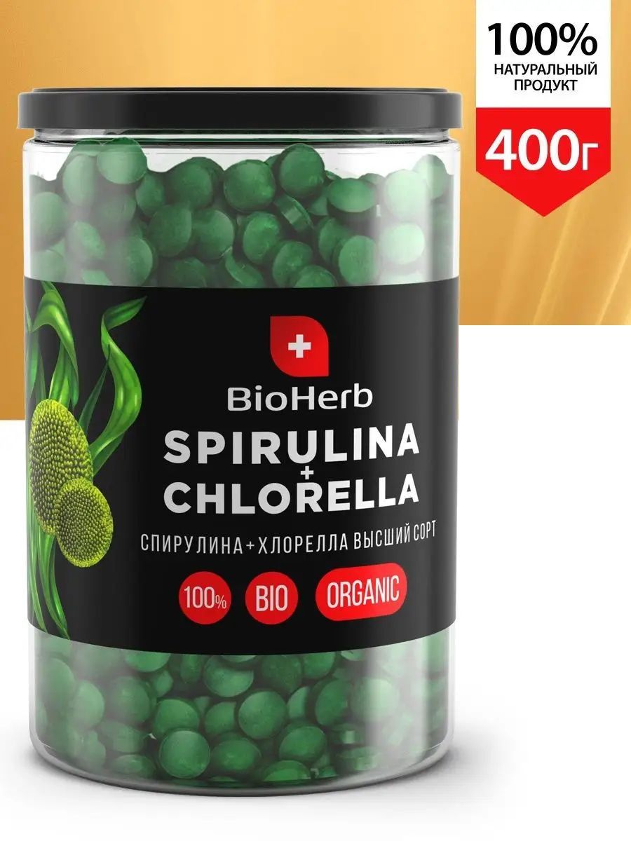 BioHerb Спирулина + хлорелла в таблетках (400 г)