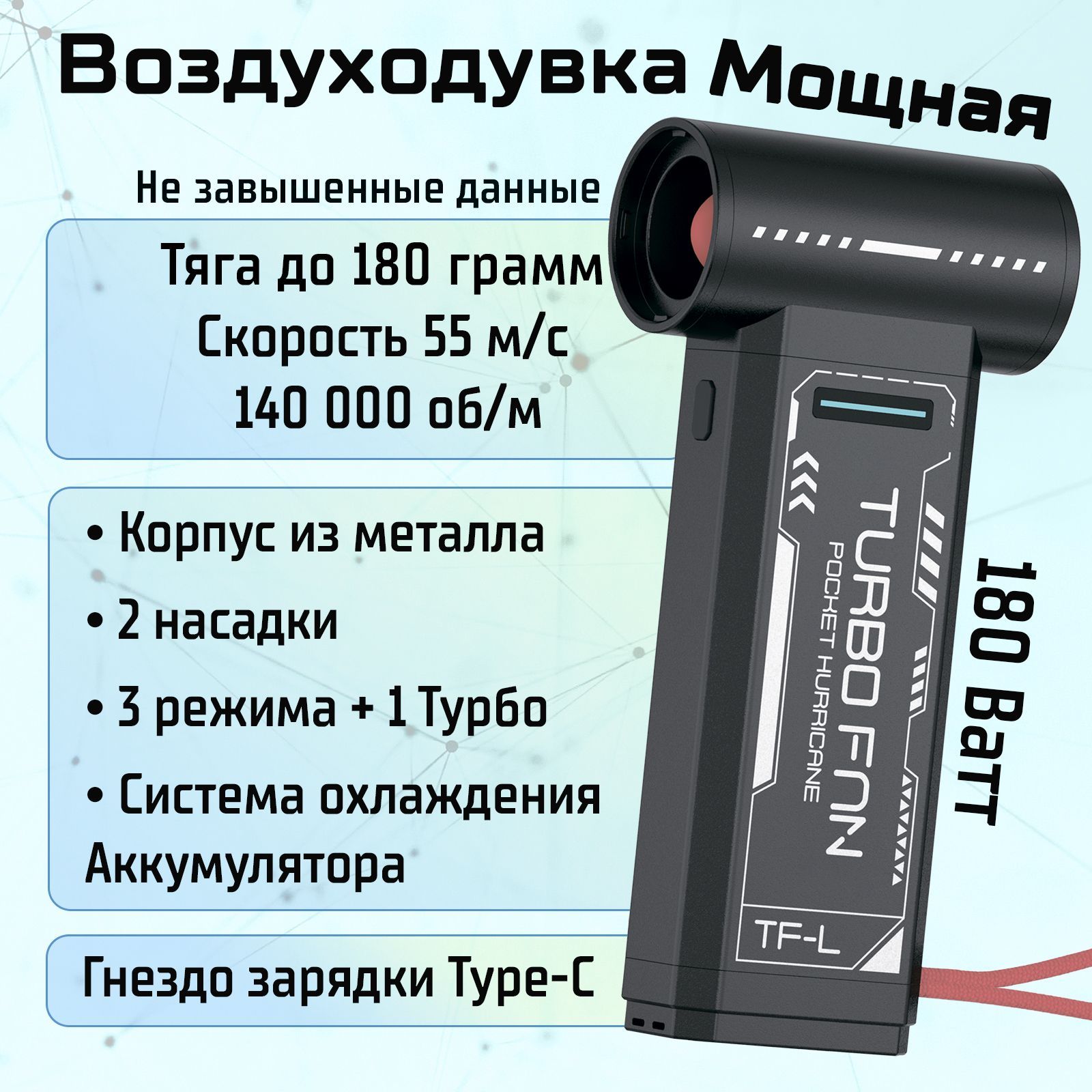 Мощнаяаккумуляторнаявоздуходувкадлясада,компьютеровиавто,турбовентилятор.Портативнаяэлектрическаяветродуйка-турбовентилятор