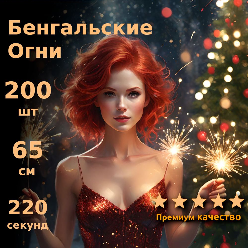 SLK Fireworks Бенгальский огонь , длина68 см, 200 шт.