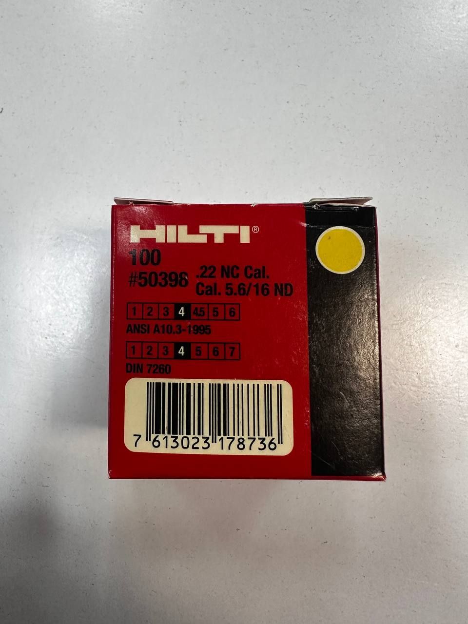 Патроны для монтажного пистолета HILTI. Желтые 5,6/16 (22 КАЛИБРА) 250+-50Дж(100шт)