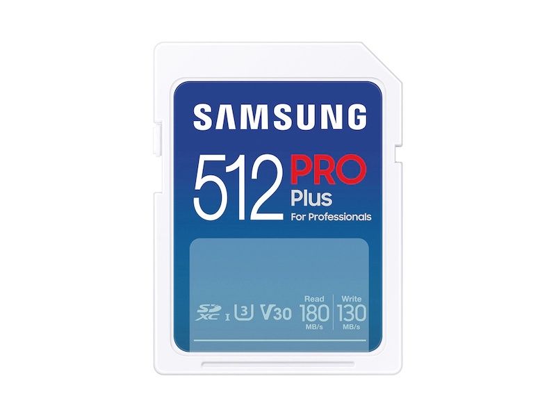 Samsung512ГБКартапамятиSDXCPROPlus(MB-SD512SB/WW),UHSClass3;VideoClass30,запись-130Мбайт/сек,чтение-180Мбайт/сек,Синий,CUSBридером3.0