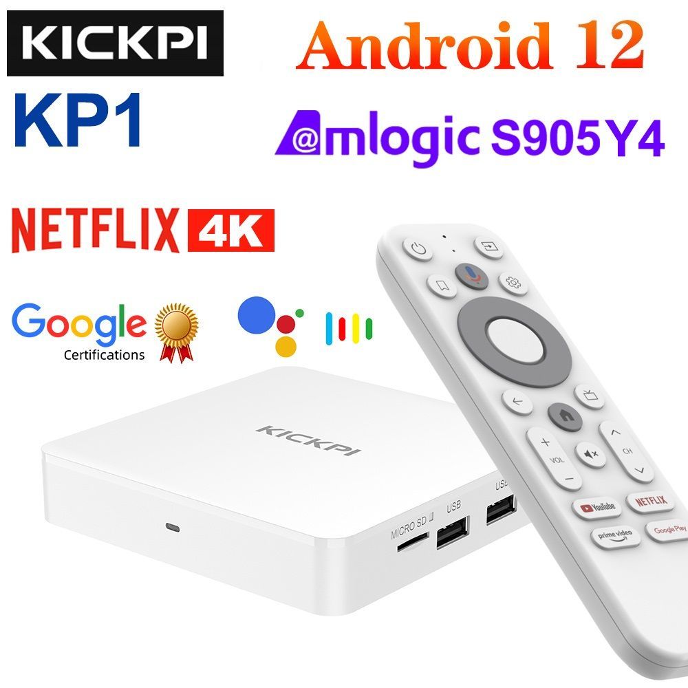 KICKPIKP1AmlogicS905Y42Гб/32ГбсмарттвприставкаWifiBT5.0СертификацияGoogle&Netfix