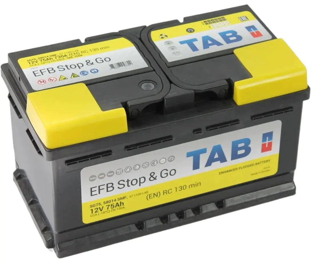 Аккумулятор efb 75 обратной полярности. Tab EFB stop&go 6ст-75 (о.п.) 730а sg75. Аккумулятор Tab 75ah. Tab EFB stop&go 6ст-75 sg75. Таб 75 АКБ