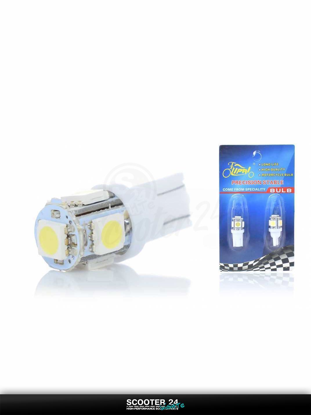 Лампы поворотов безцокольные диодные T15 5 кристаллов, 2шт, белые "LIPAI" для мотоциклов мопедов и скутеров / на мототехнику