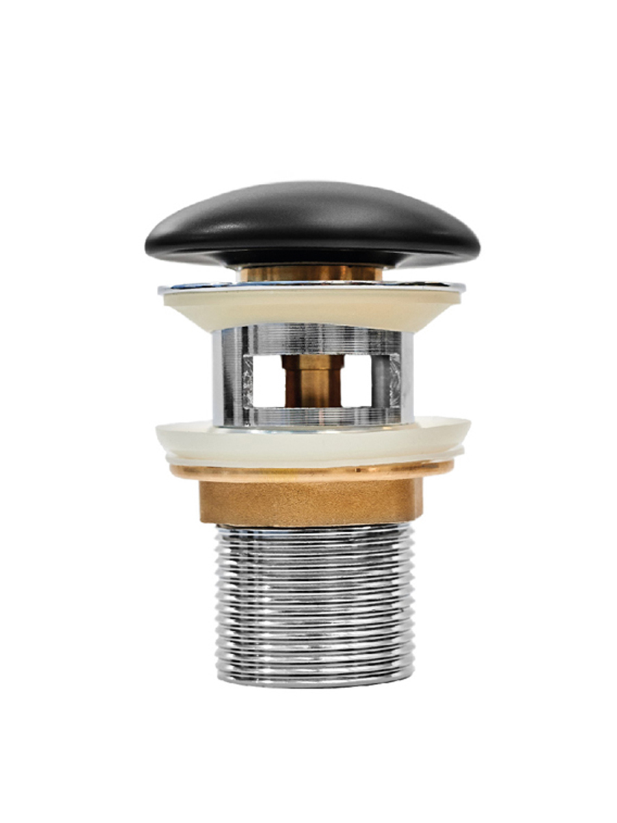 Фото товара на маркетплейсе ozon Донный клапан для раковины, с переливом, система клик-клак, черный матовый, IDDIS, Optima Home, OPHBM0Wi88