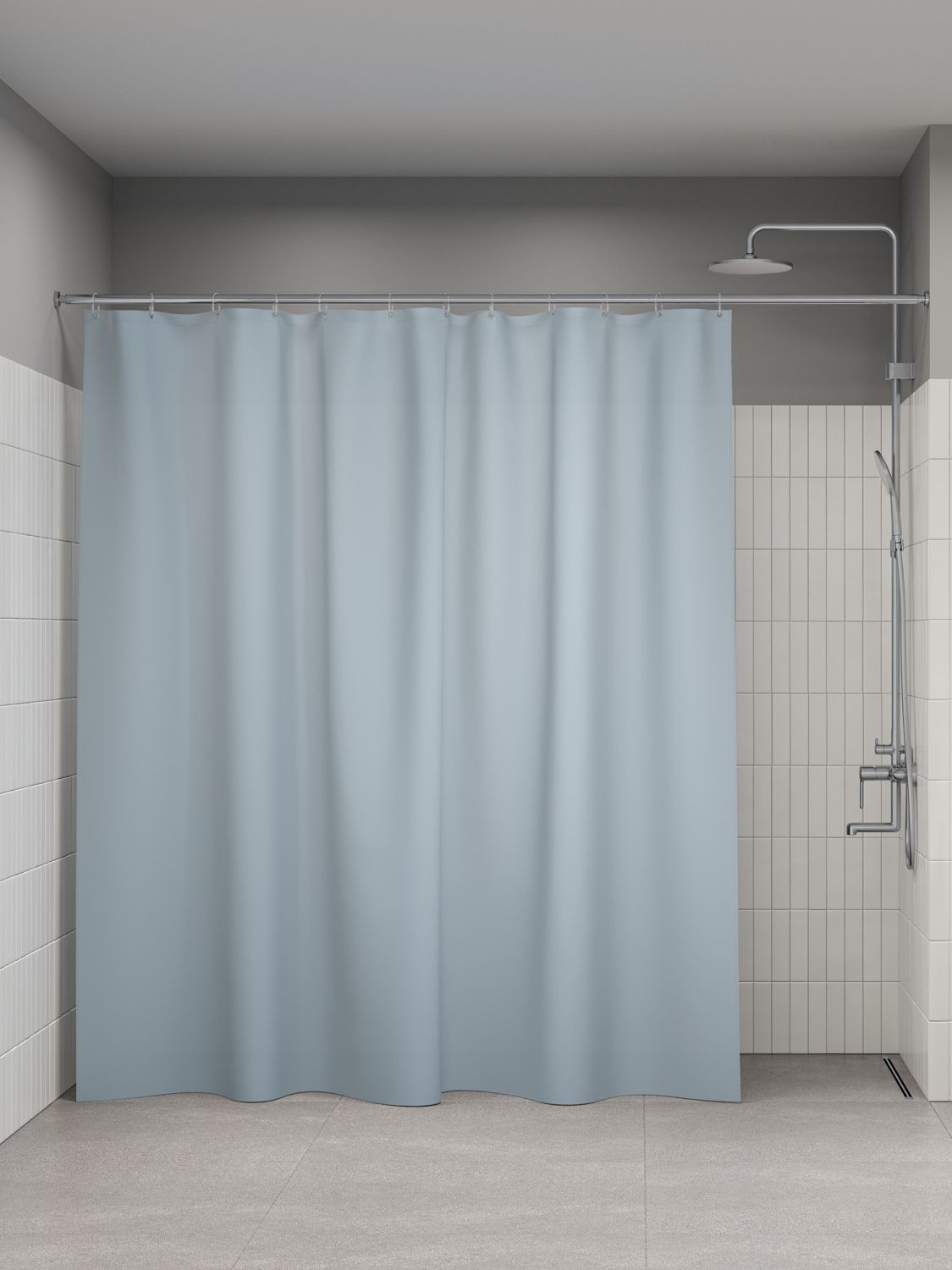 Фото товара на маркетплейсе ozon Штора для ванной комнаты и душа IDDIS, 240x200 см, тканевая, водонепроницаемая, полиэстер, с кольцами, BL06P24i11