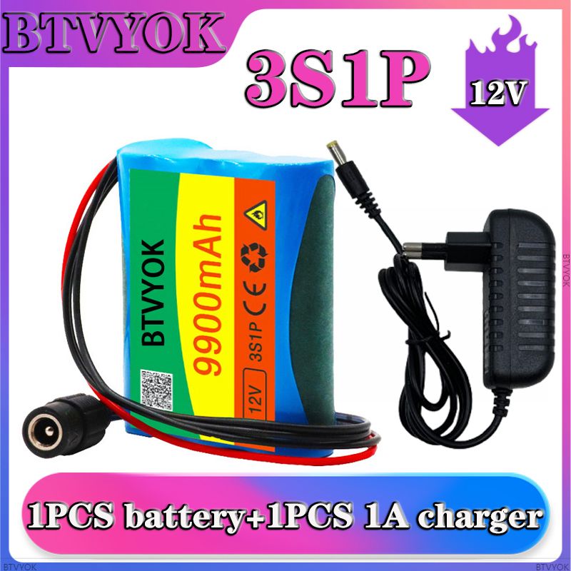 12V3S1P18650аккумулятор9900мАчлитиевыйаккумуляторсплатойзащитыотзарядкиСзаряднымустройством