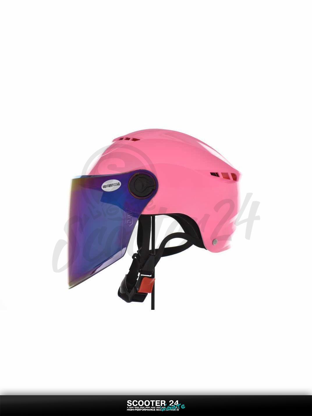 Мотошлем открытый ( вело/самокат) "DAVID" (#S327, темно-розовый, регулятор размера, хамелеон, на мотоцикл / мопед и скутер