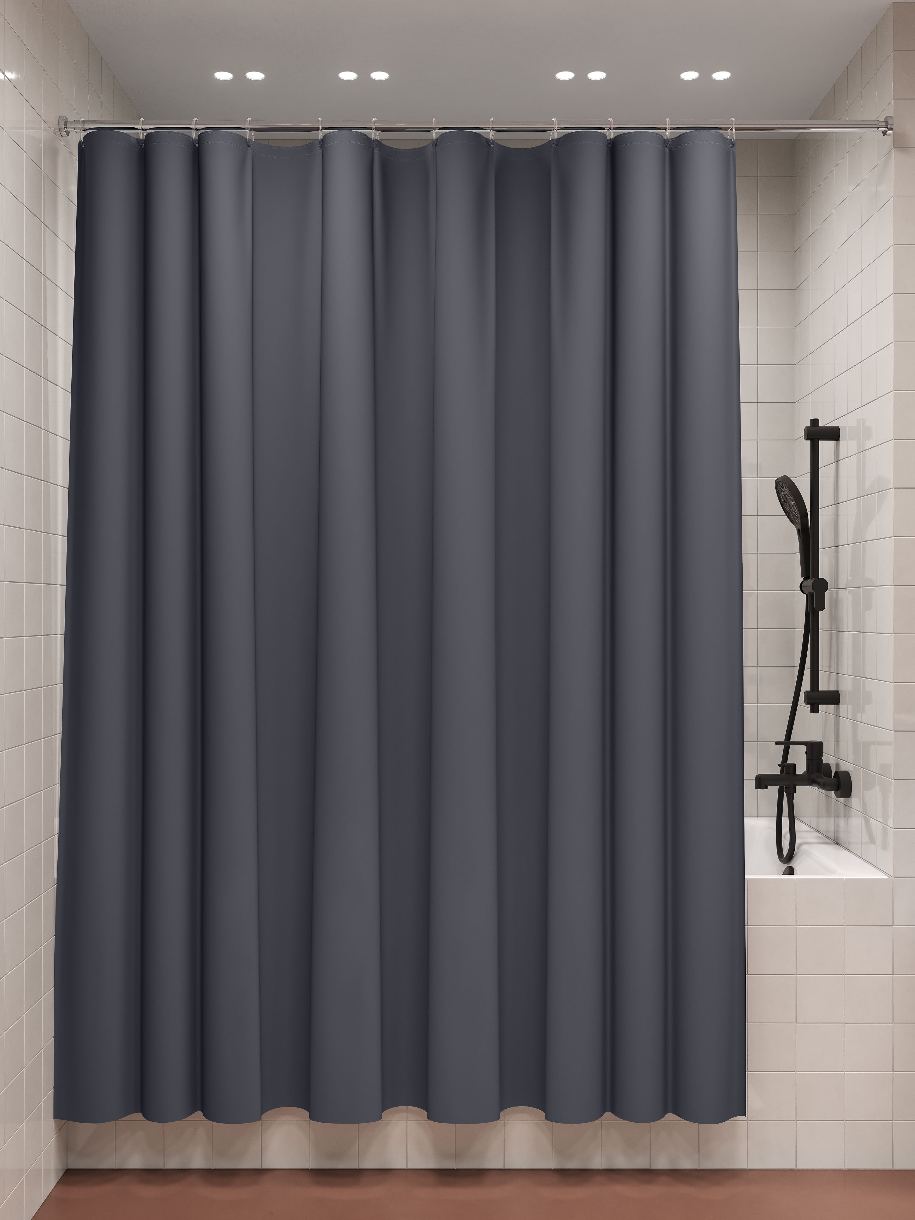 Фото товара на маркетплейсе ozon Штора для ванной комнаты и душа IDDIS, 180x200 см, водоотталкивающий материал, однотонная, с кольцами, P03PE18i11