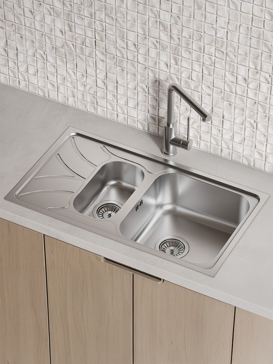 Фото товара на маркетплейсе ozon Мойка для кухни с универсальным расположением крыла (справа или слева), нержавеющая сталь, шелк, 1 1/2, 780*440, IDDIS, Arro S, ARR78S1i77