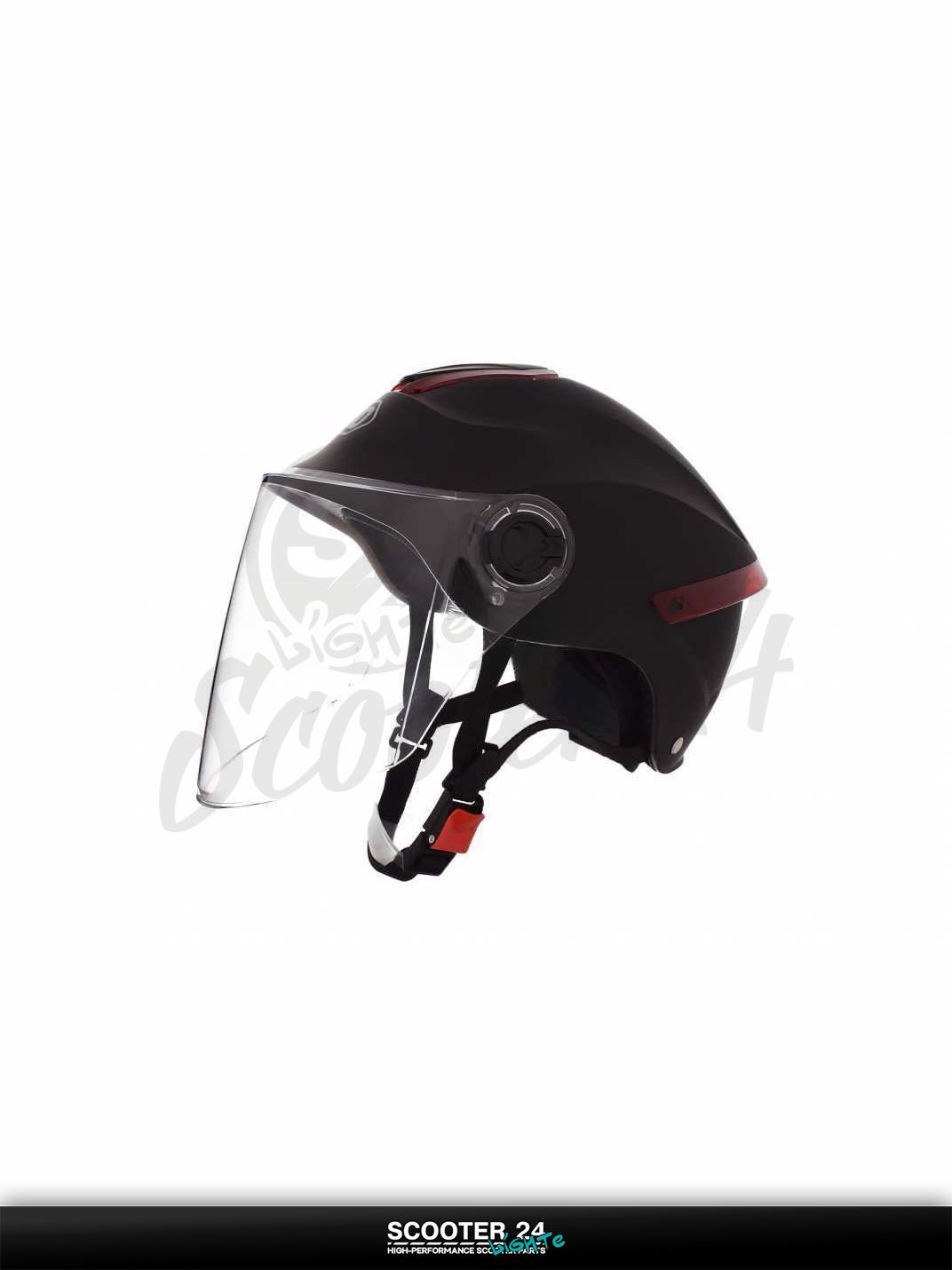 Мотошлем открытый ( вело/самокат) "DAVID" (#D307, черный матовый, регулятор размера, ABS) на мотоцикл / мопед и скутер