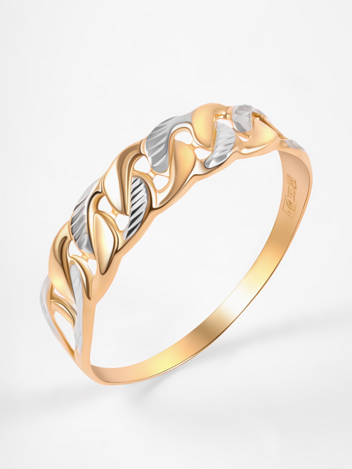 Кольцо золотое женское 585 без камней с алмазной гранью