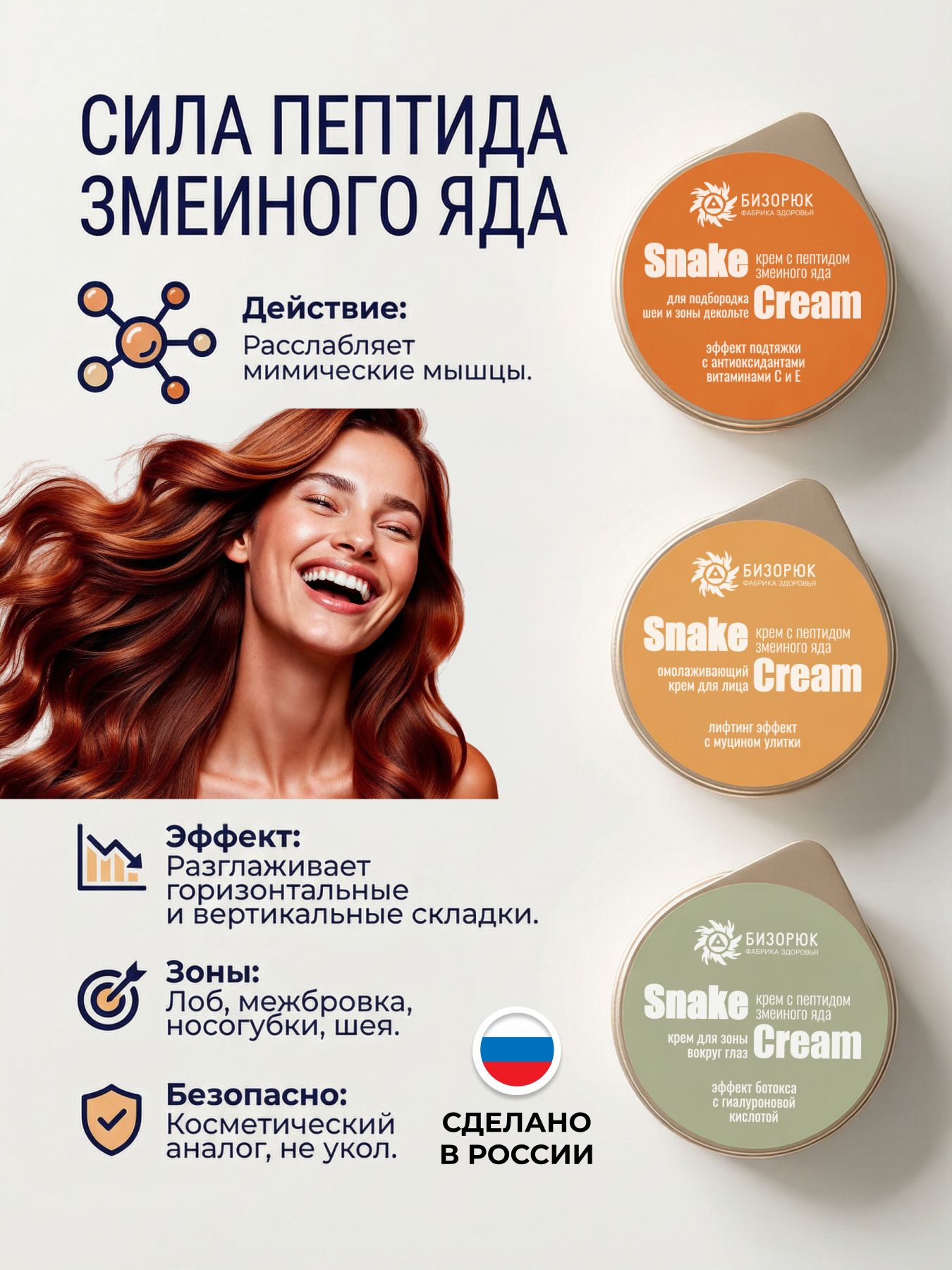 Набор из трёх кремов с пептидом змеиного яда