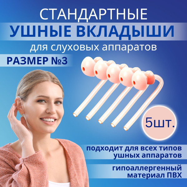Вкладыши для слухового аппарата размер №3, Набор 5шт - купить с ...