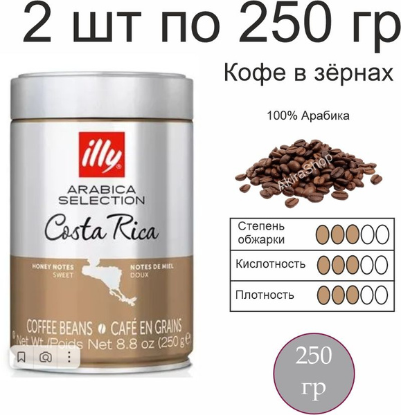 2 банки по 250 гр. Кофе в зернах, illy Monoarabica Costa Rica, арабика ...